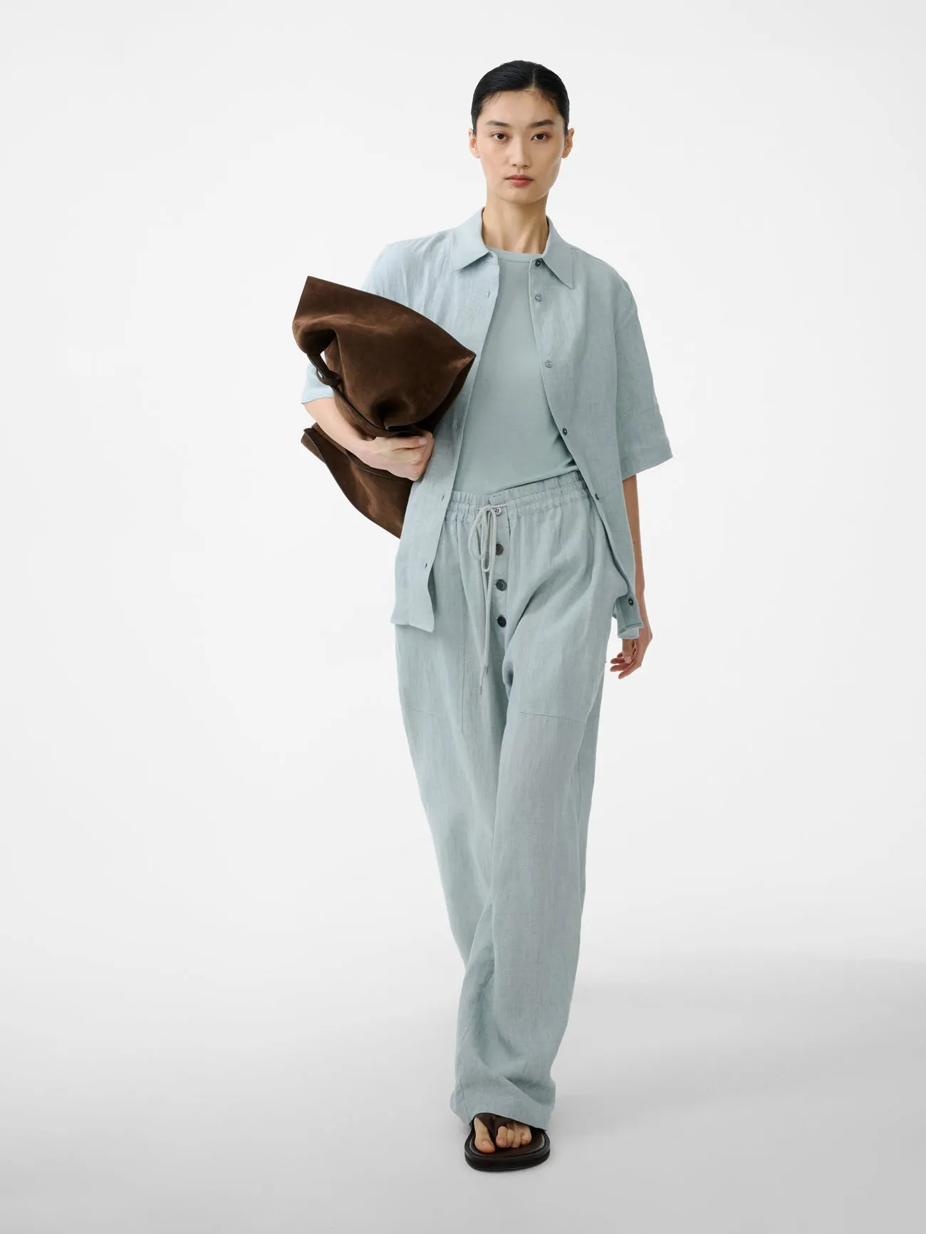 Attis Linen Drawstring Pant in Spearmint sold by Studio Nicholson product image thumbnail 2