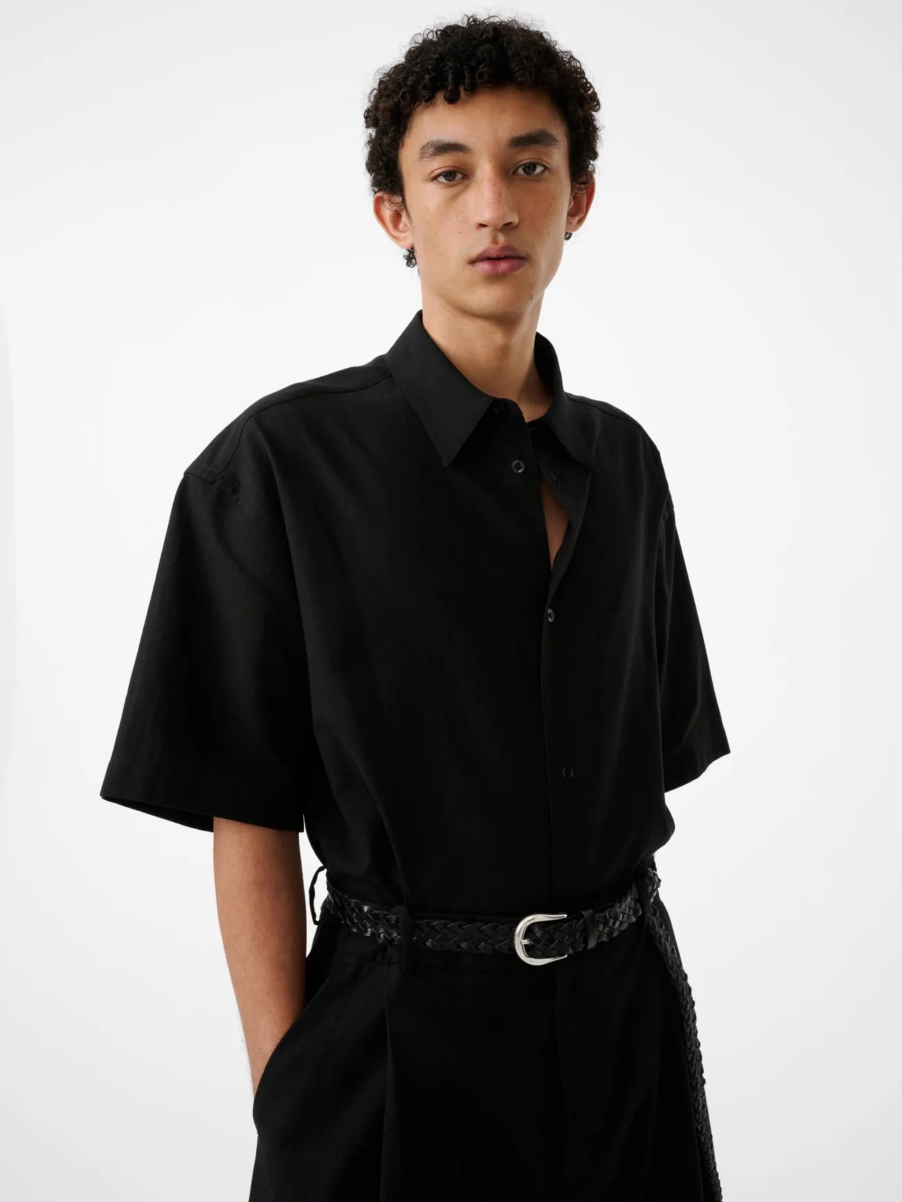 Sanko Short Sleeve Shirt in Black sold by Studio Nicholson product image thumbnail 3