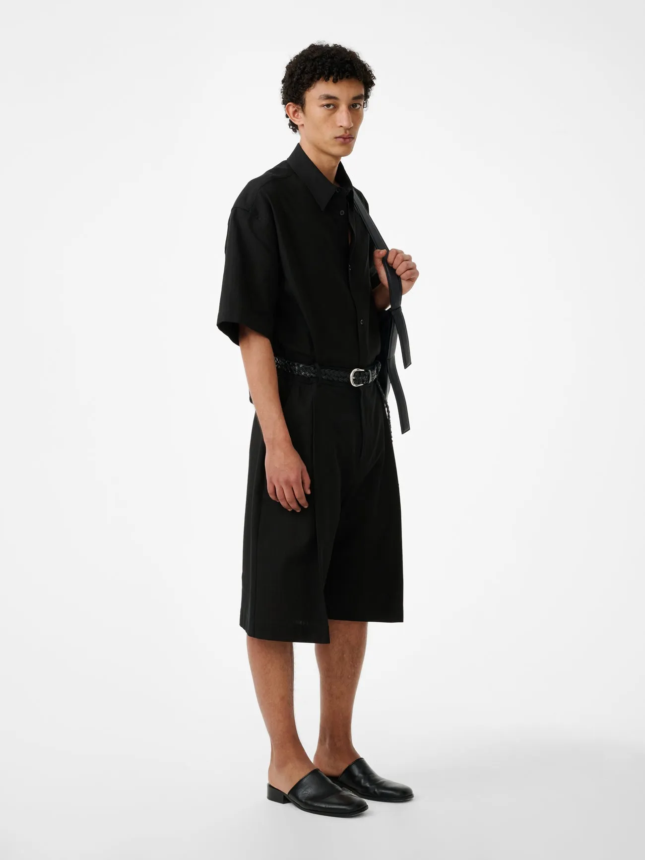 Sanko Short Sleeve Shirt in Black sold by Studio Nicholson product image thumbnail 5