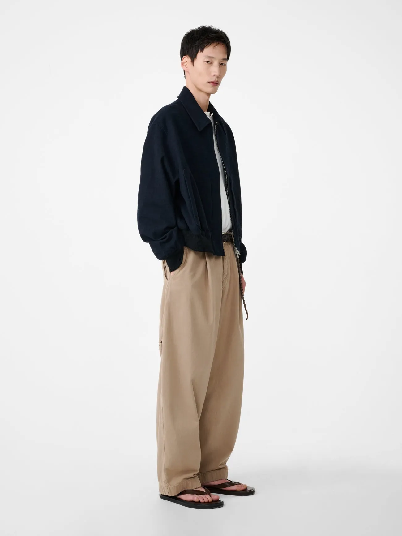 Bridges Wide Leg Denim Pant in Parcel sold by Studio Nicholson