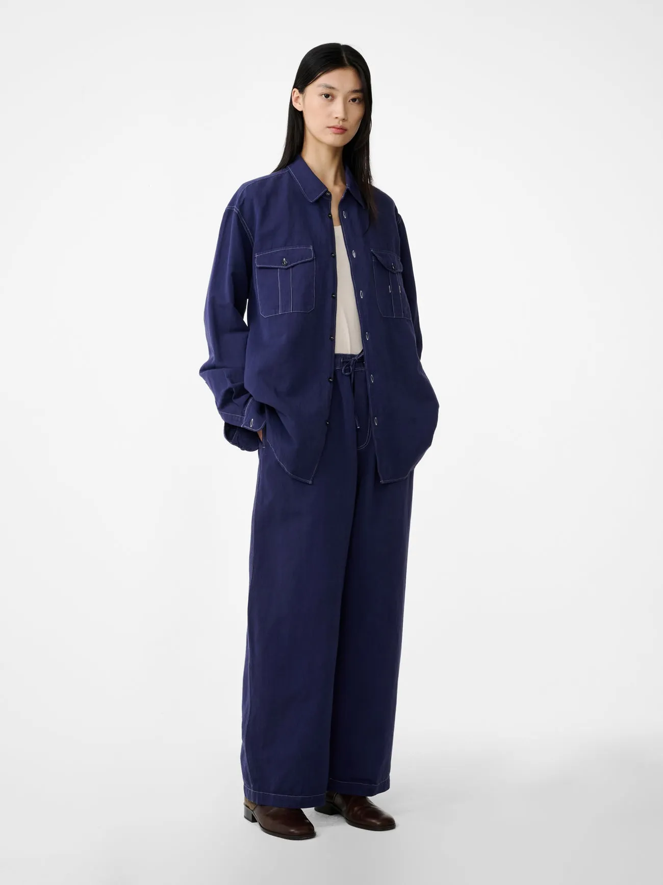 Sonny Drawstring Pant in Indigo sold by Studio Nicholson product image thumbnail 2