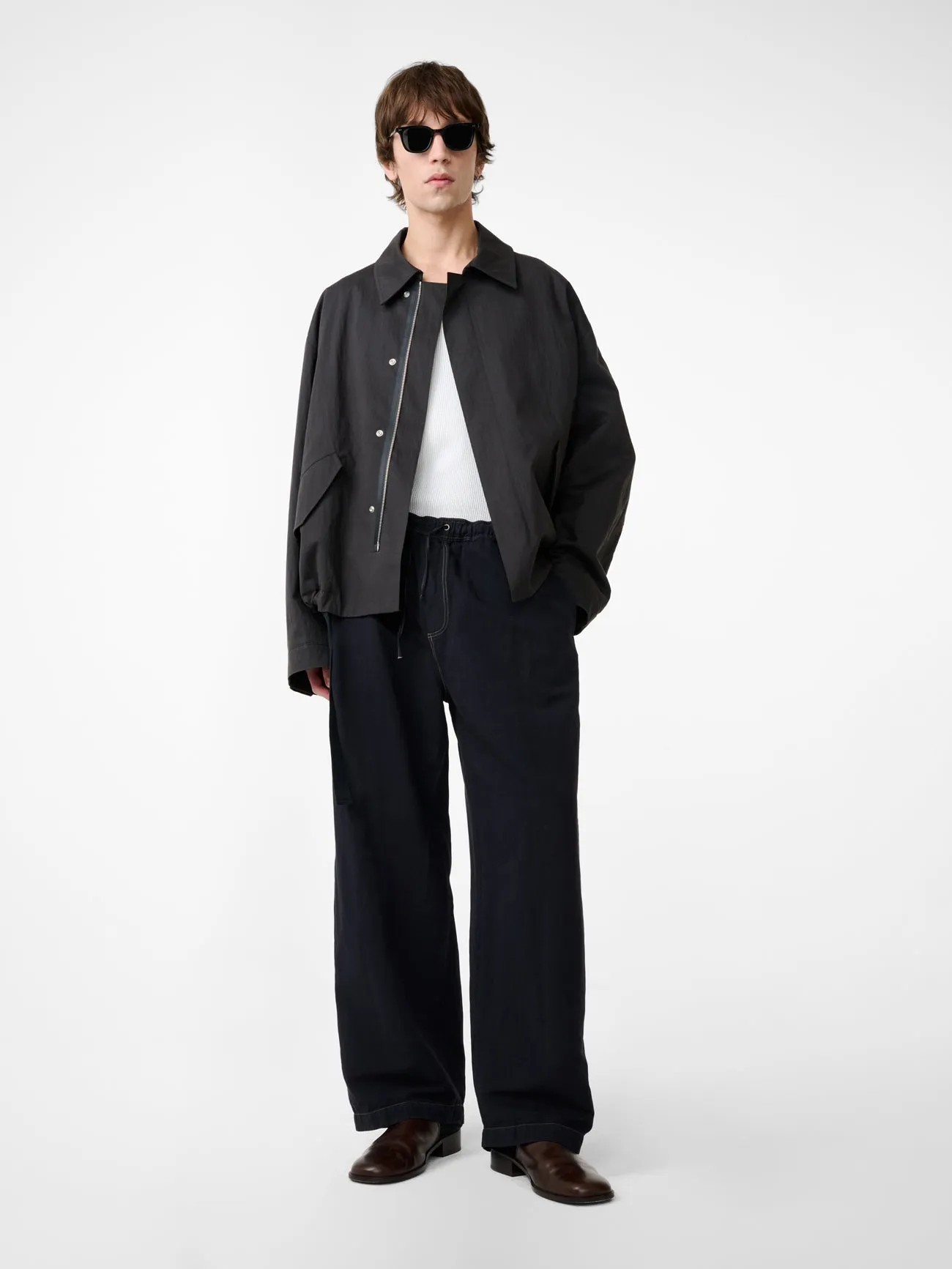 Sonny Drawstring Pant in Black Grape sold by Studio Nicholson product image thumbnail 3