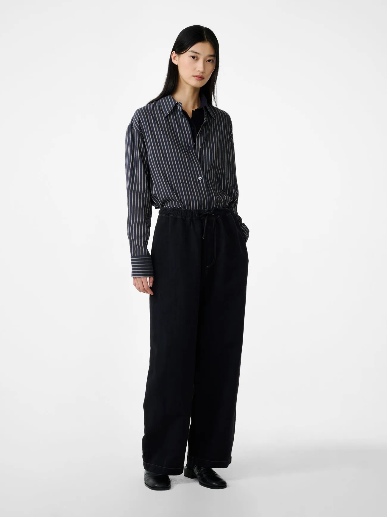 Sonny Drawstring Pant in Black Grape sold by Studio Nicholson product image thumbnail 2