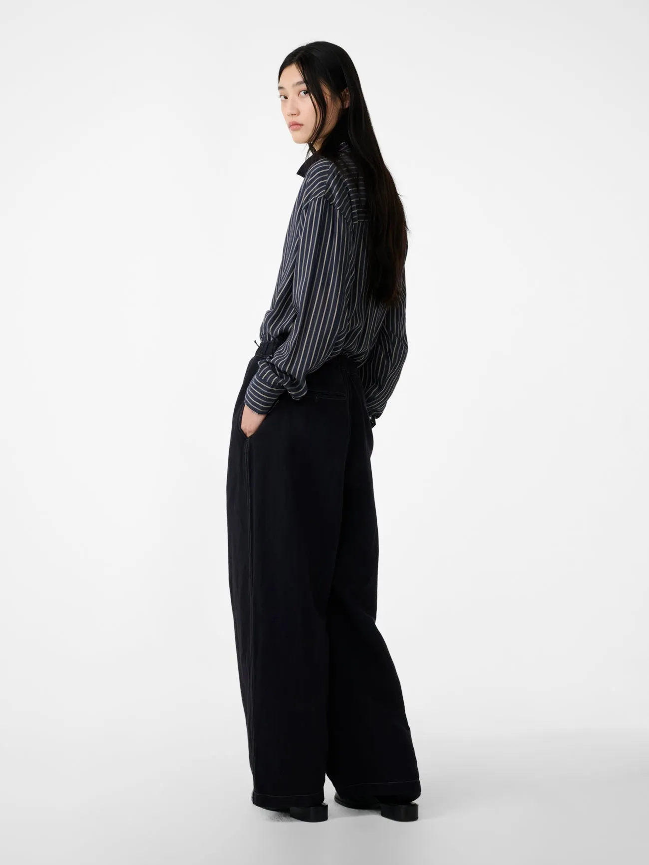 Sonny Drawstring Pant in Black Grape sold by Studio Nicholson product image thumbnail 4