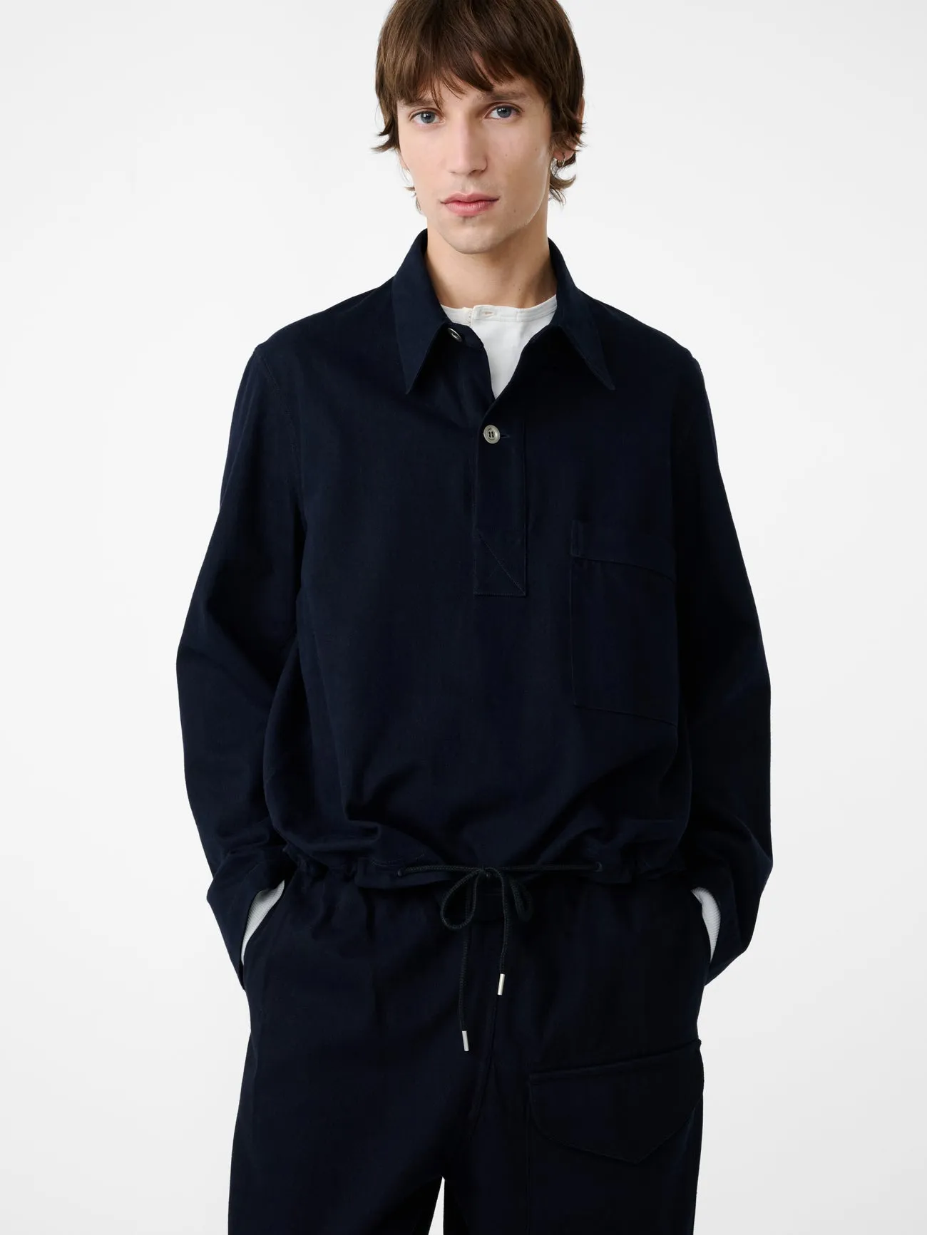 Stowe Polo Shirt in Indigo sold by Studio Nicholson product image thumbnail 3