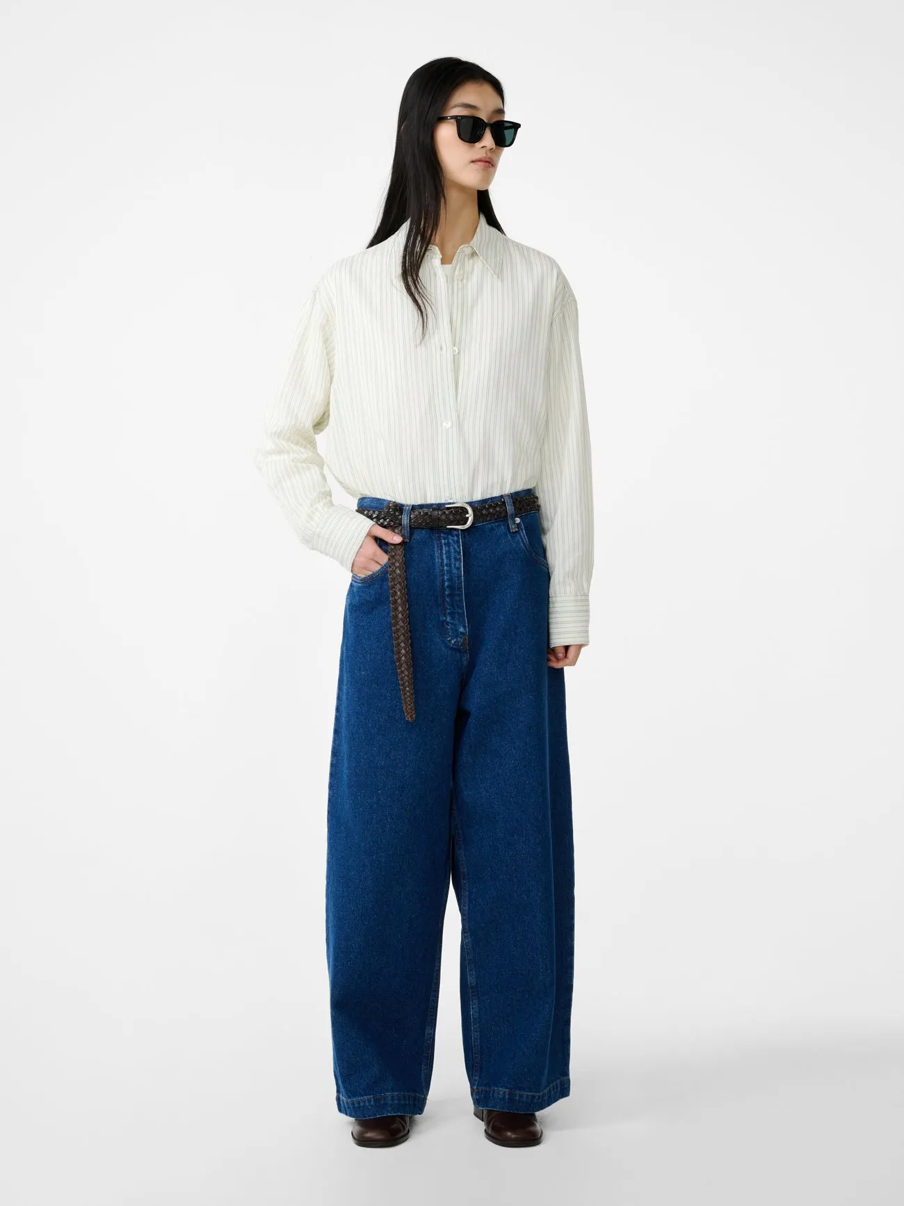 Neive Wide Leg Denim Pant in Indigo Wash sold by Studio Nicholson