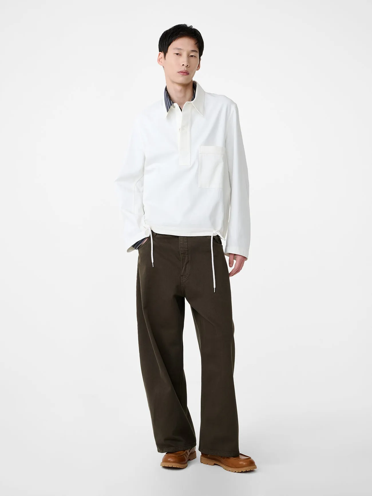 Stowe Polo Shirt in Salt sold by Studio Nicholson product image thumbnail 3