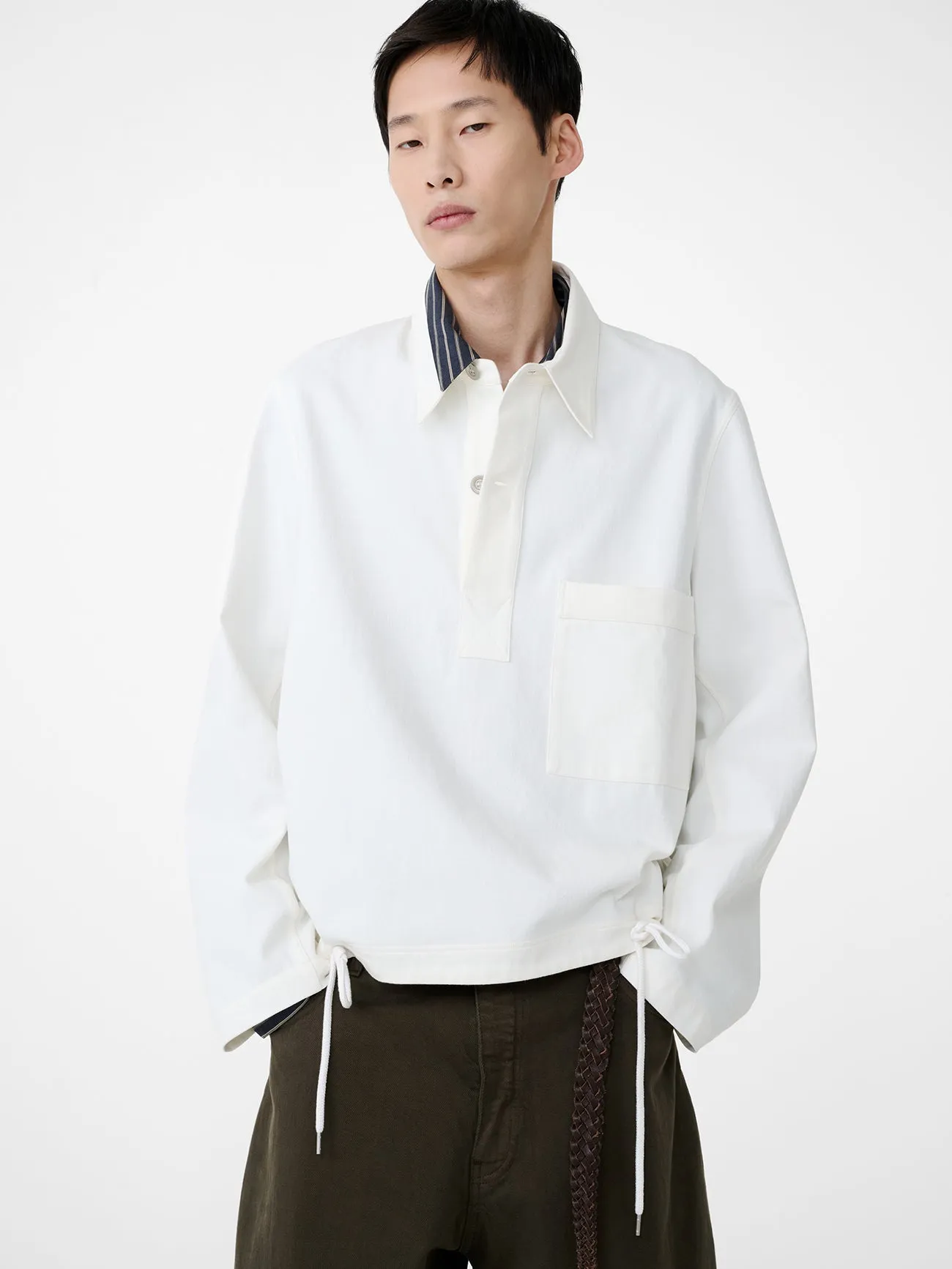 Stowe Polo Shirt in Salt sold by Studio Nicholson