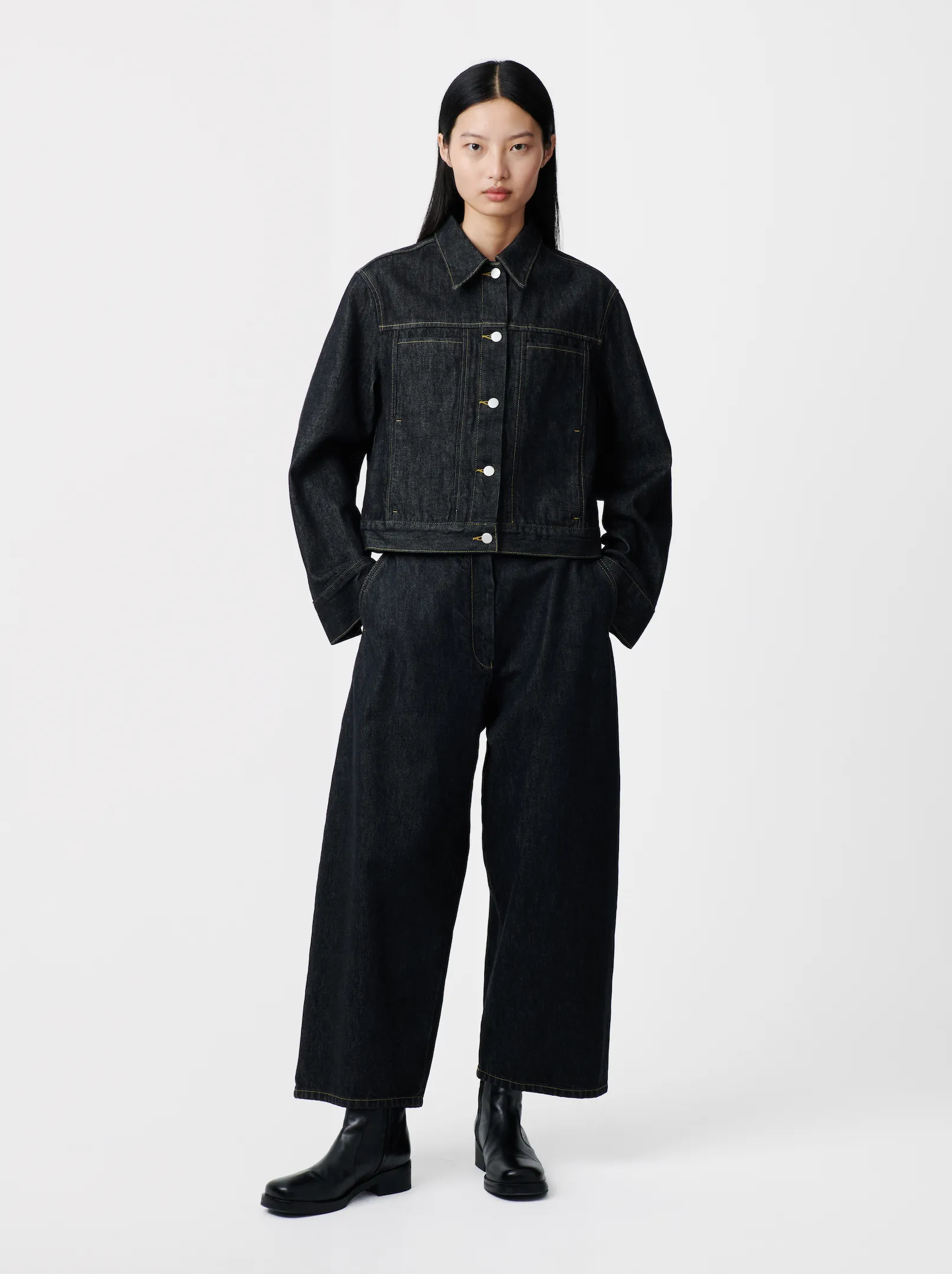 Chalco Italian Wide Leg Denim Pant in Black sold by Studio Nicholson product image thumbnail 2