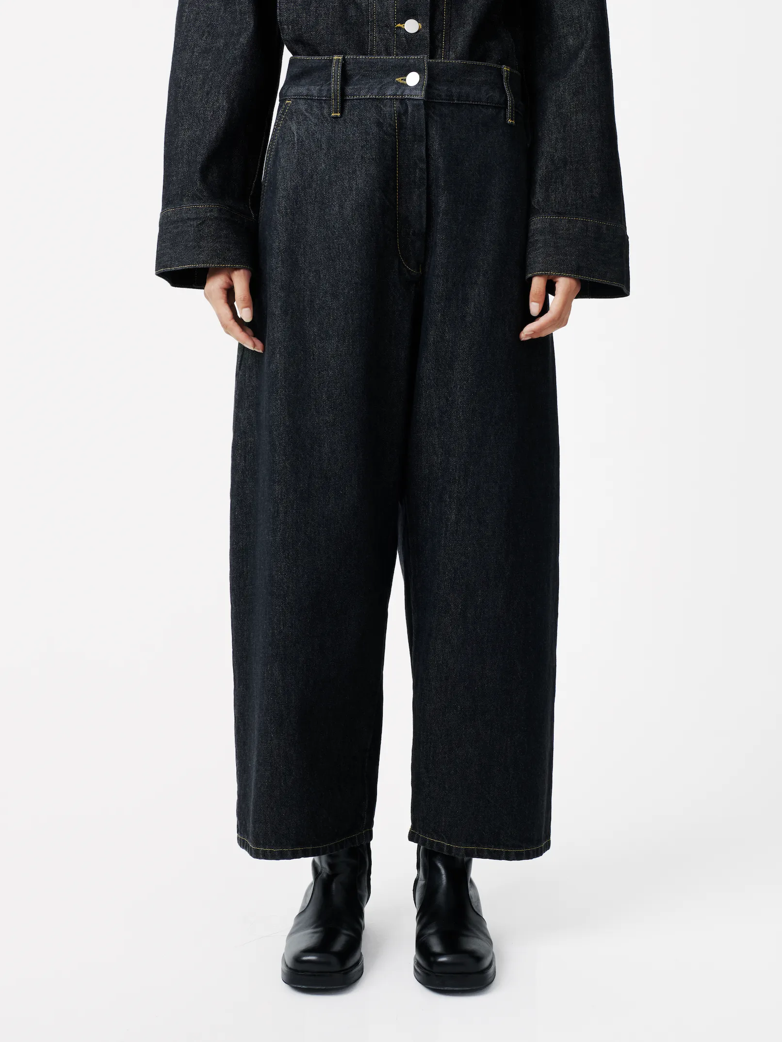 Chalco Italian Wide Leg Denim Pant in Black sold by Studio Nicholson product image thumbnail 4
