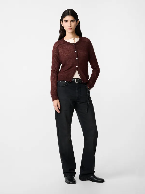 Iska Cardigan in Mulberry made by Studio Nicholson