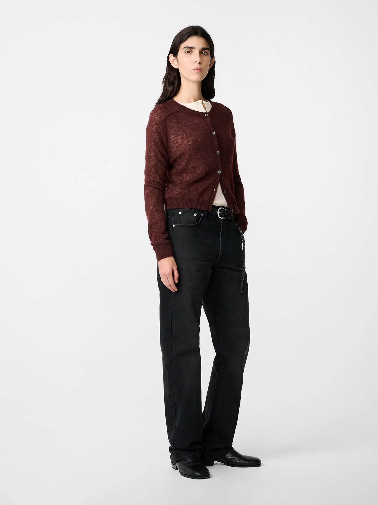 Iska Cardigan in Mulberry sold by Studio Nicholson product image thumbnail 2