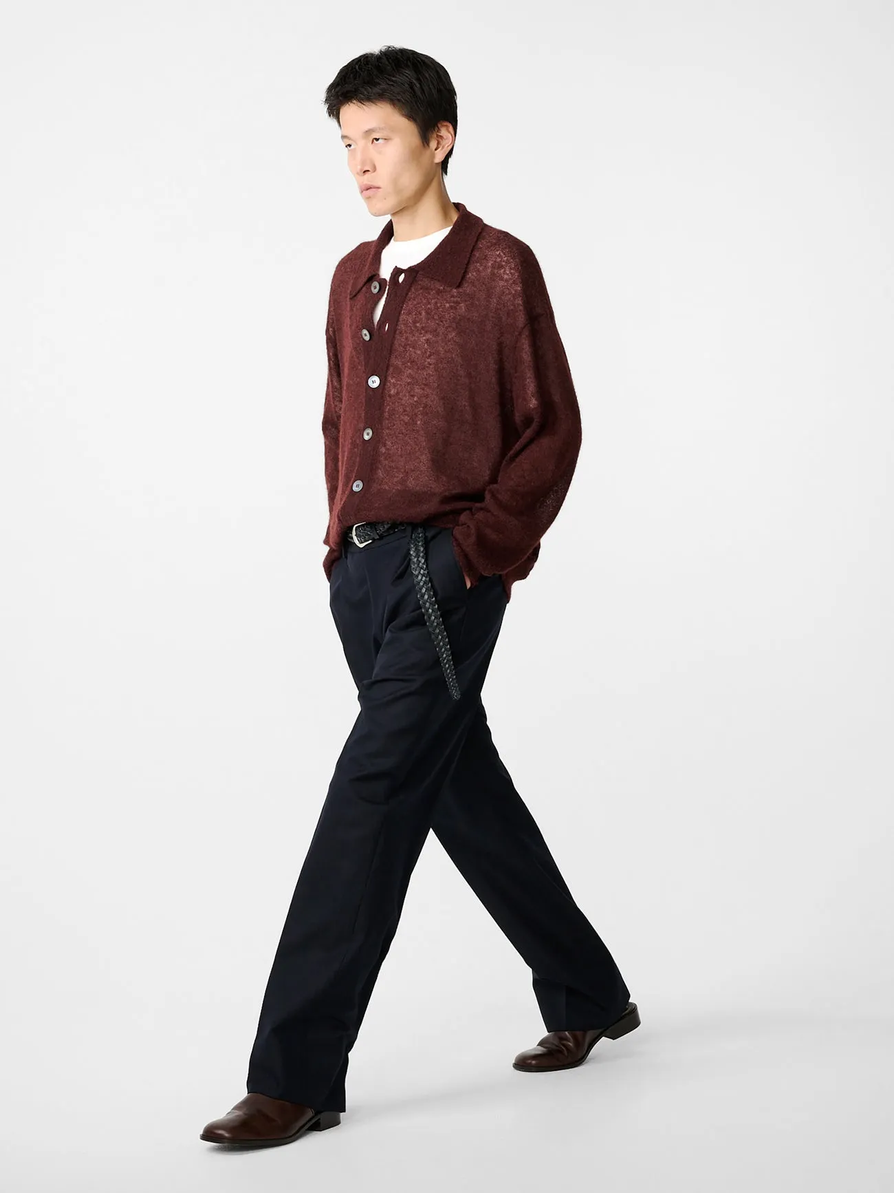 Hamto Cardigan in Mulberry sold by Studio Nicholson product image thumbnail 4