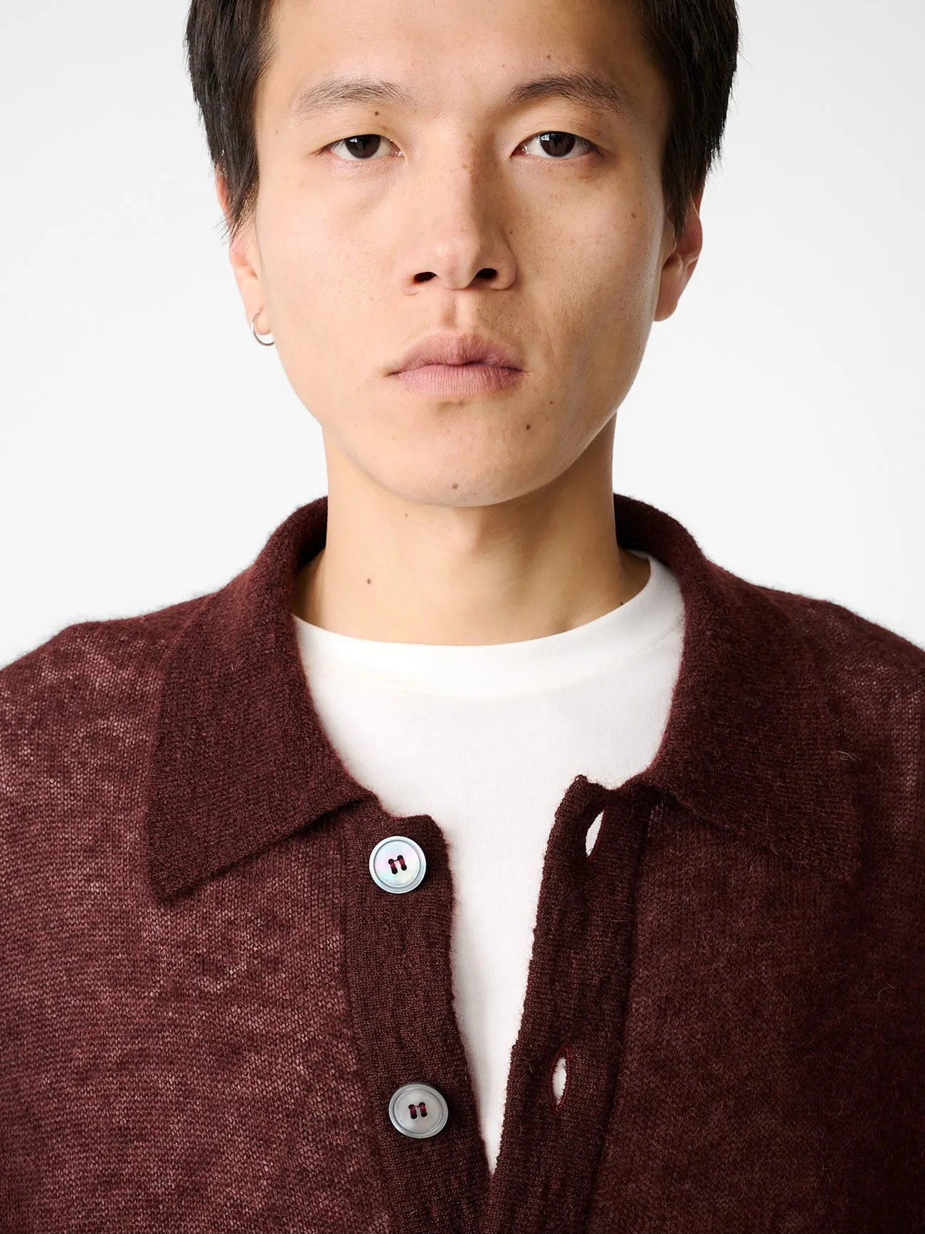 Hamto Cardigan in Mulberry sold by Studio Nicholson product image thumbnail 5