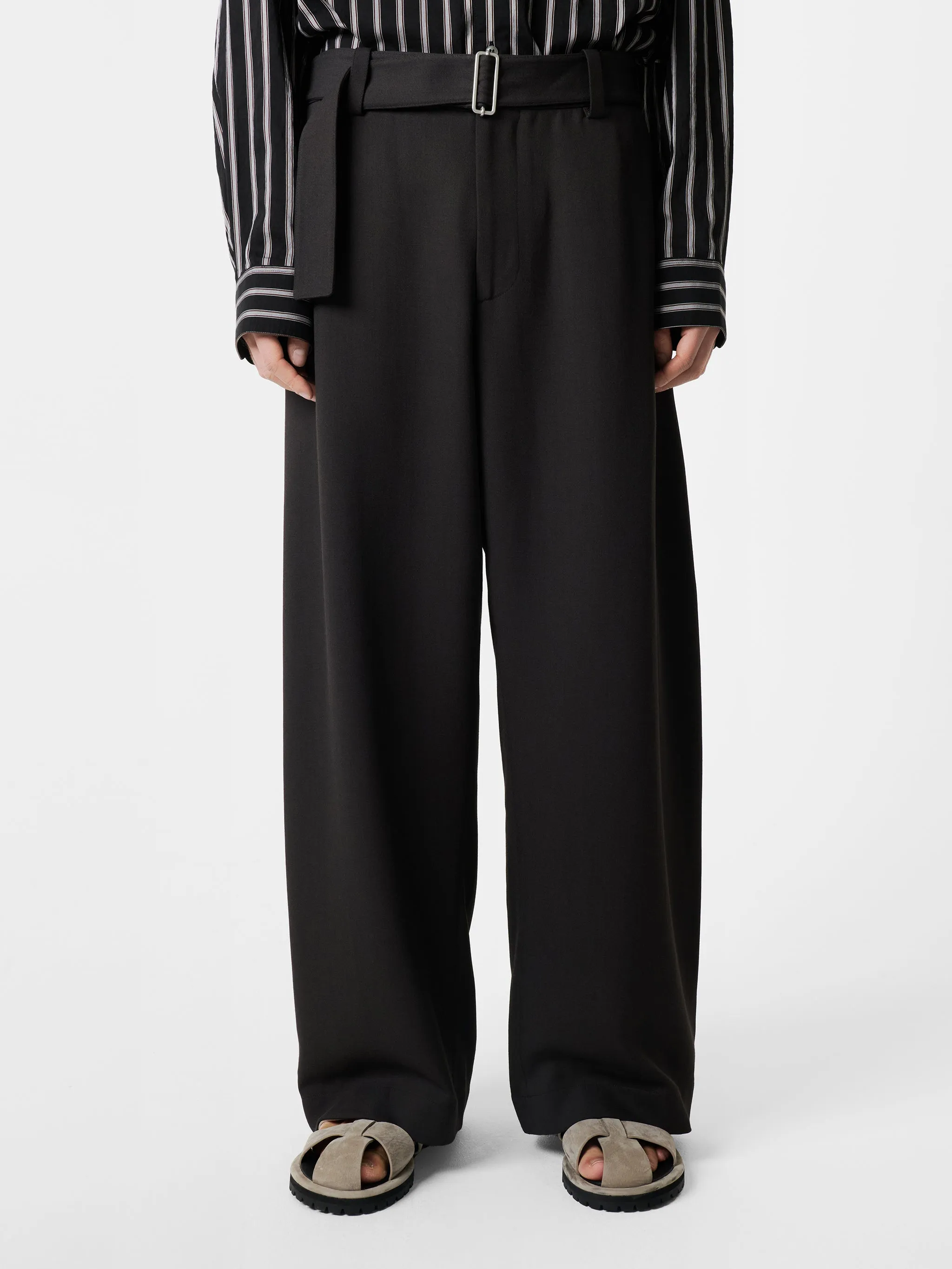 Vital Wool Belted Pant in Oil sold by Studio Nicholson product image thumbnail 5