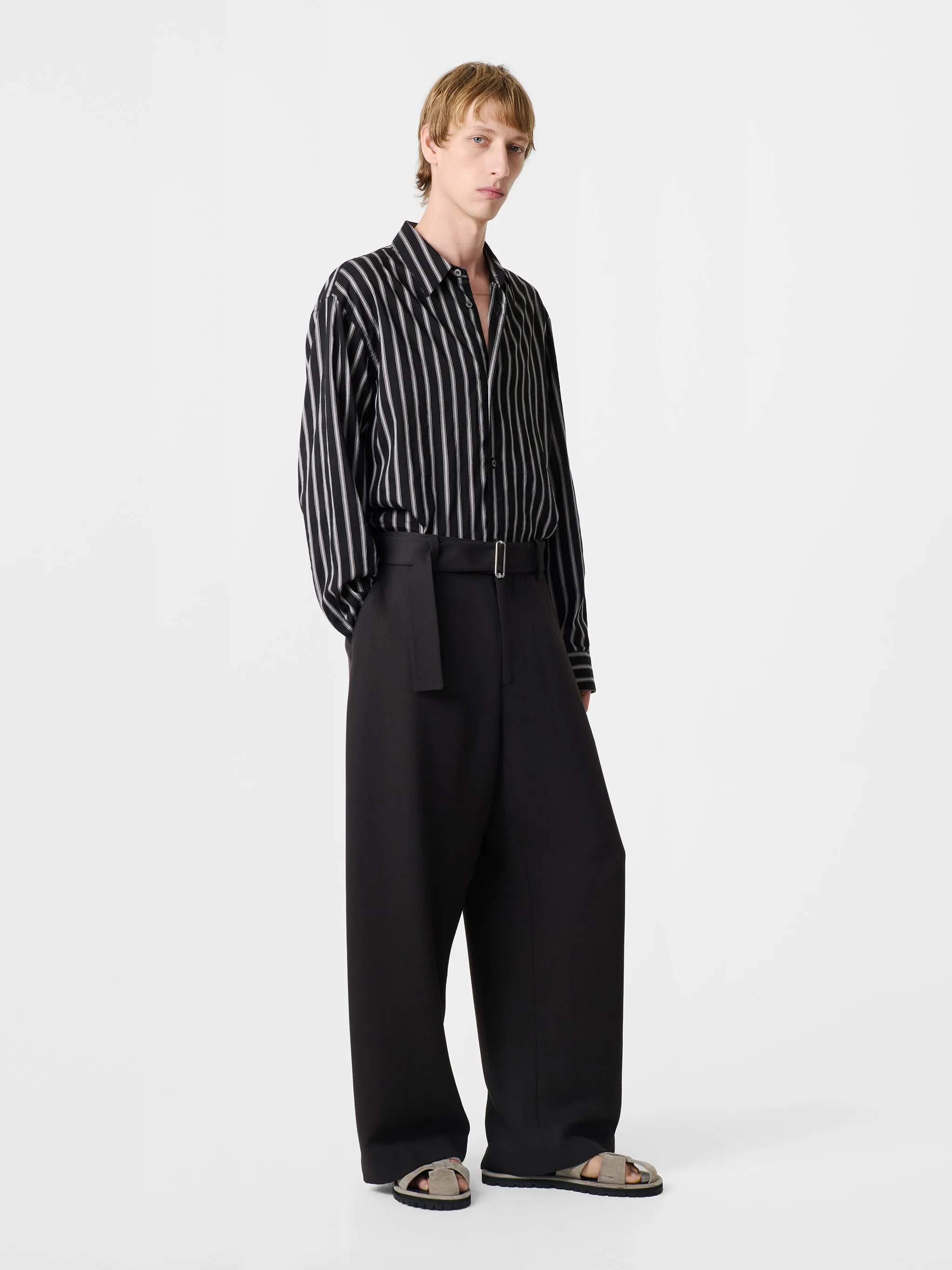 Vital Wool Belted Pant in Oil sold by Studio Nicholson product image thumbnail 3