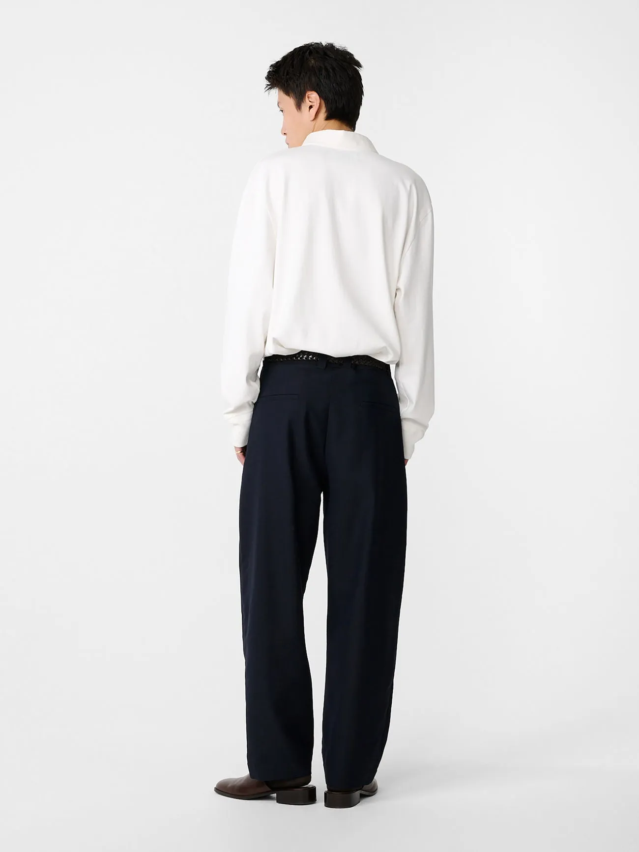 Tuck Heritage Wool Pleated Pant in Darkest Navy sold by Studio Nicholson product image thumbnail 3