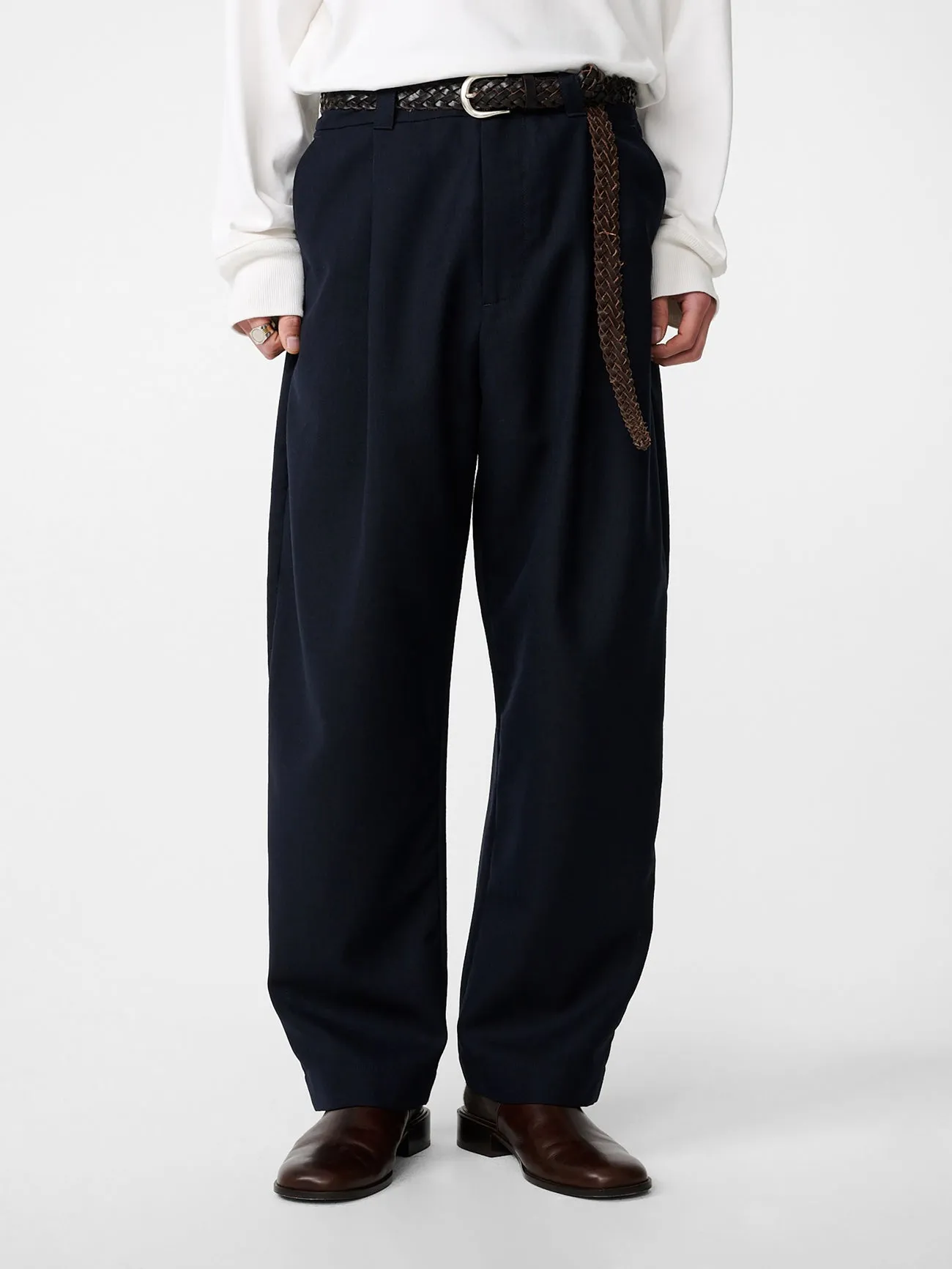 Tuck Heritage Wool Pleated Pant in Darkest Navy sold by Studio Nicholson product image thumbnail 4