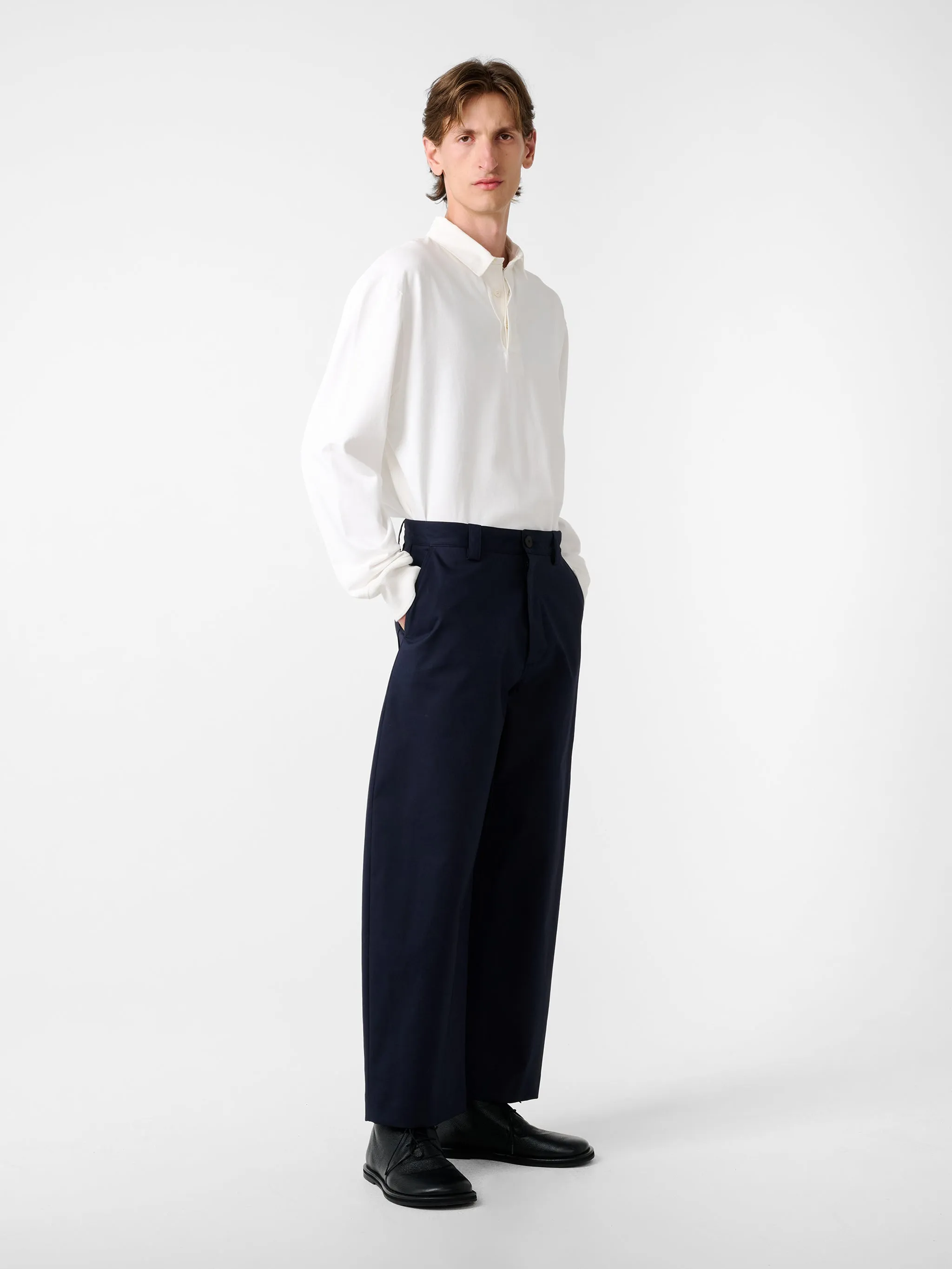Alyk Long Sleeve Polo in Parchment sold by Studio Nicholson product image thumbnail 3