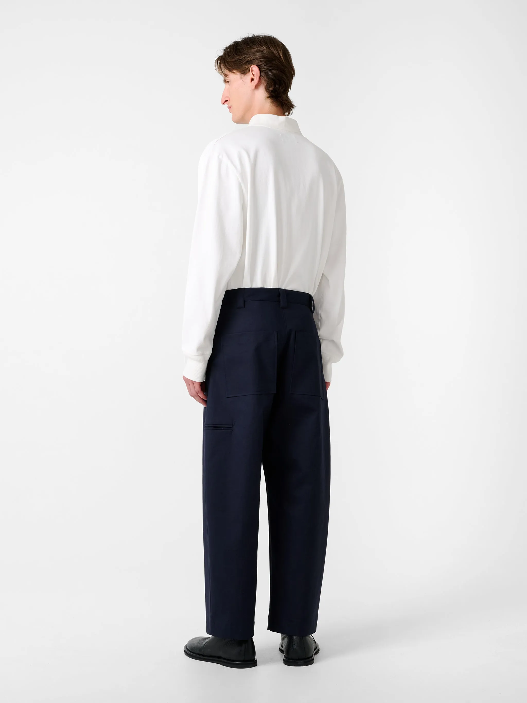 Alyk Long Sleeve Polo in Parchment sold by Studio Nicholson product image thumbnail 4