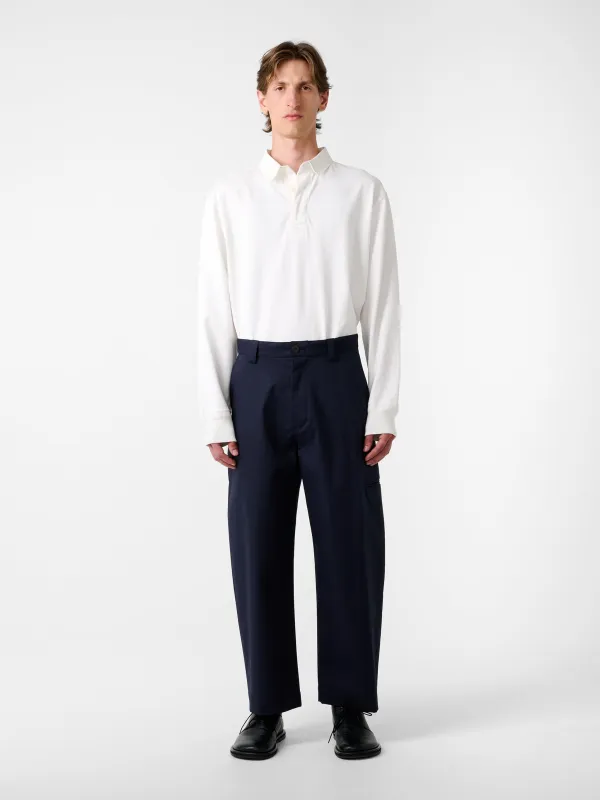 Alyk Long Sleeve Polo in Parchment made by Studio Nicholson