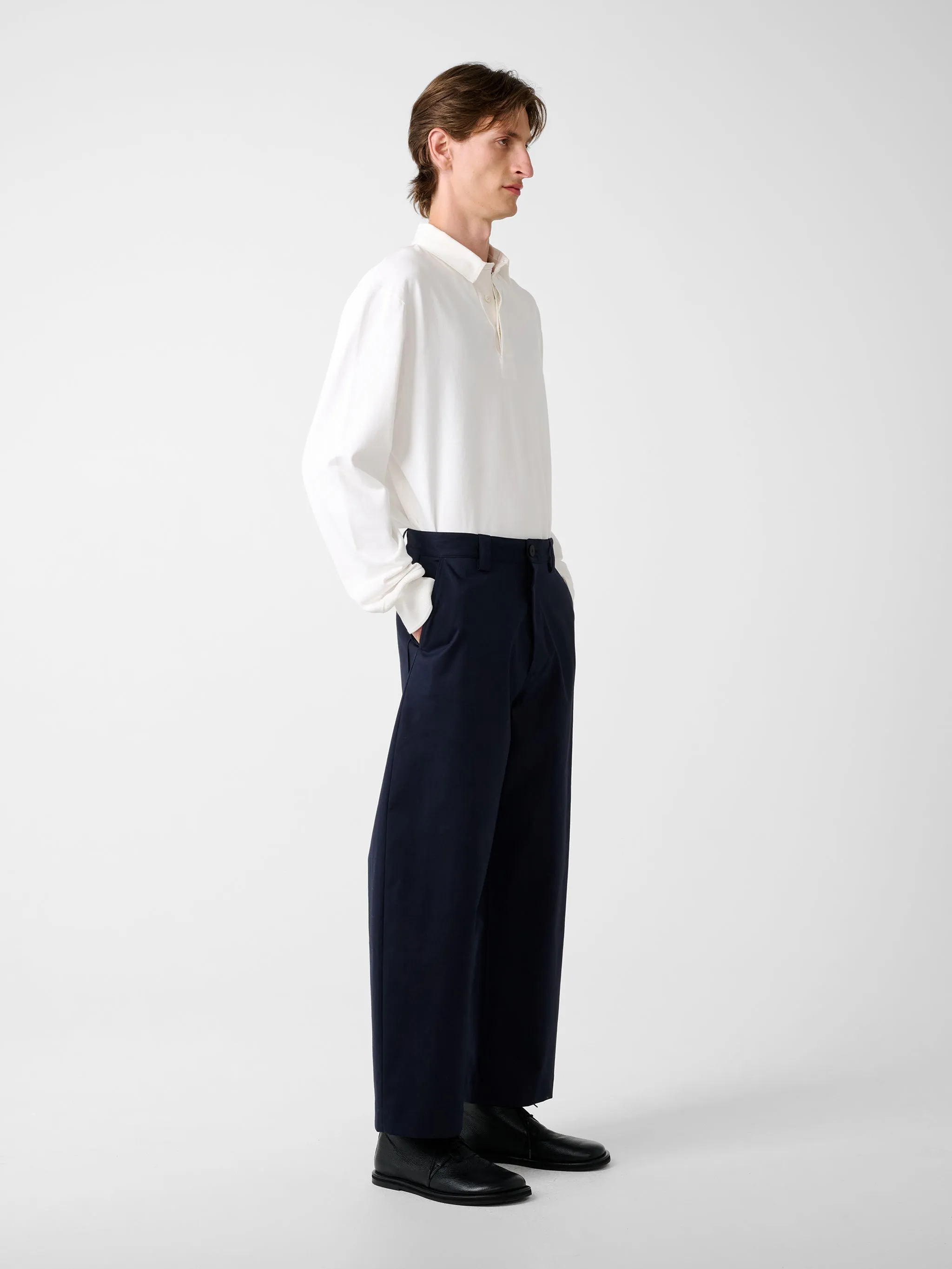 Alyk Long Sleeve Polo in Parchment sold by Studio Nicholson product image thumbnail 2