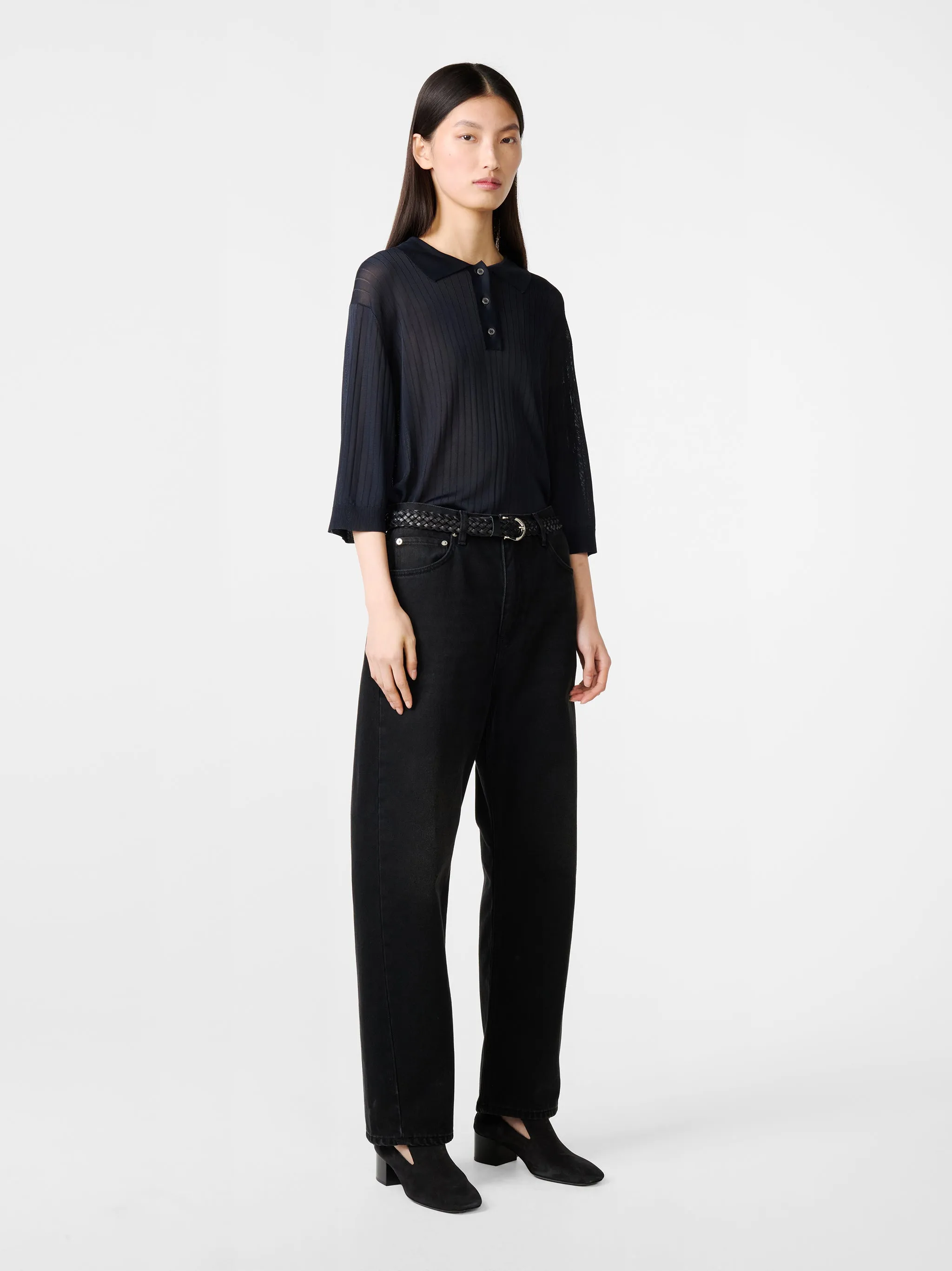 Denjo Straight Leg Denim Pant in Washed Black sold by Studio Nicholson product image thumbnail 3