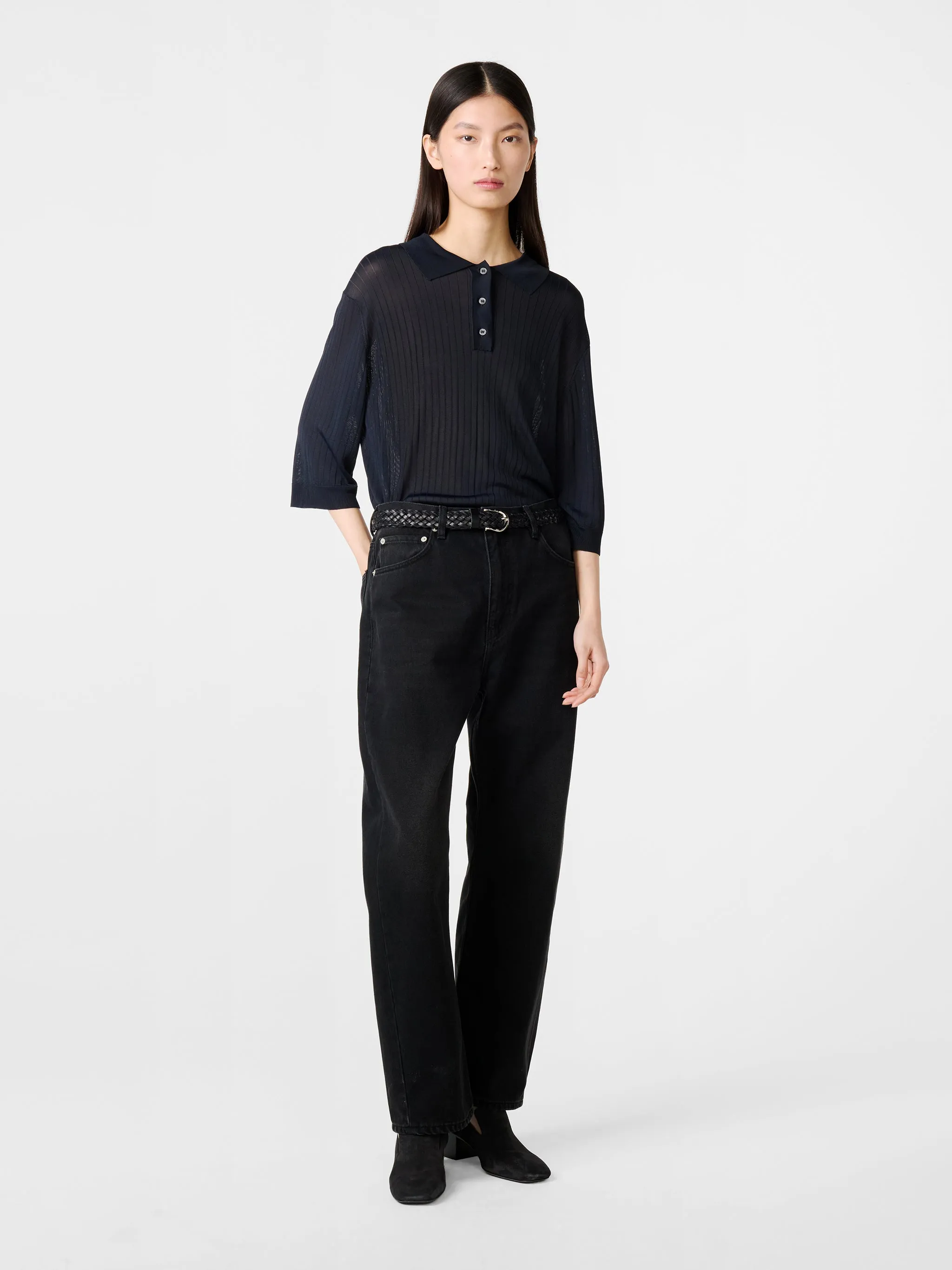 Denjo Straight Leg Denim Pant in Washed Black sold by Studio Nicholson product image thumbnail 2