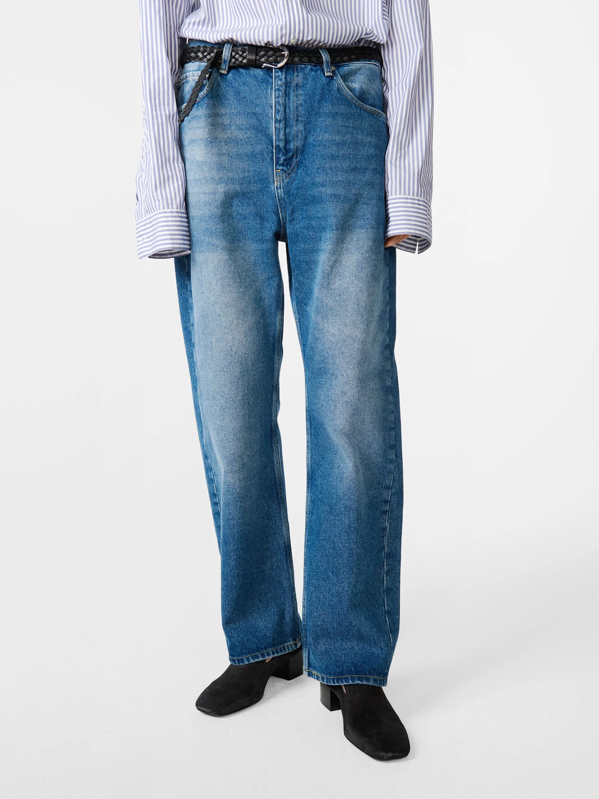 Denjo Straight Leg Denim Pant in Worn Wash Indigo sold by Studio Nicholson product image thumbnail 5