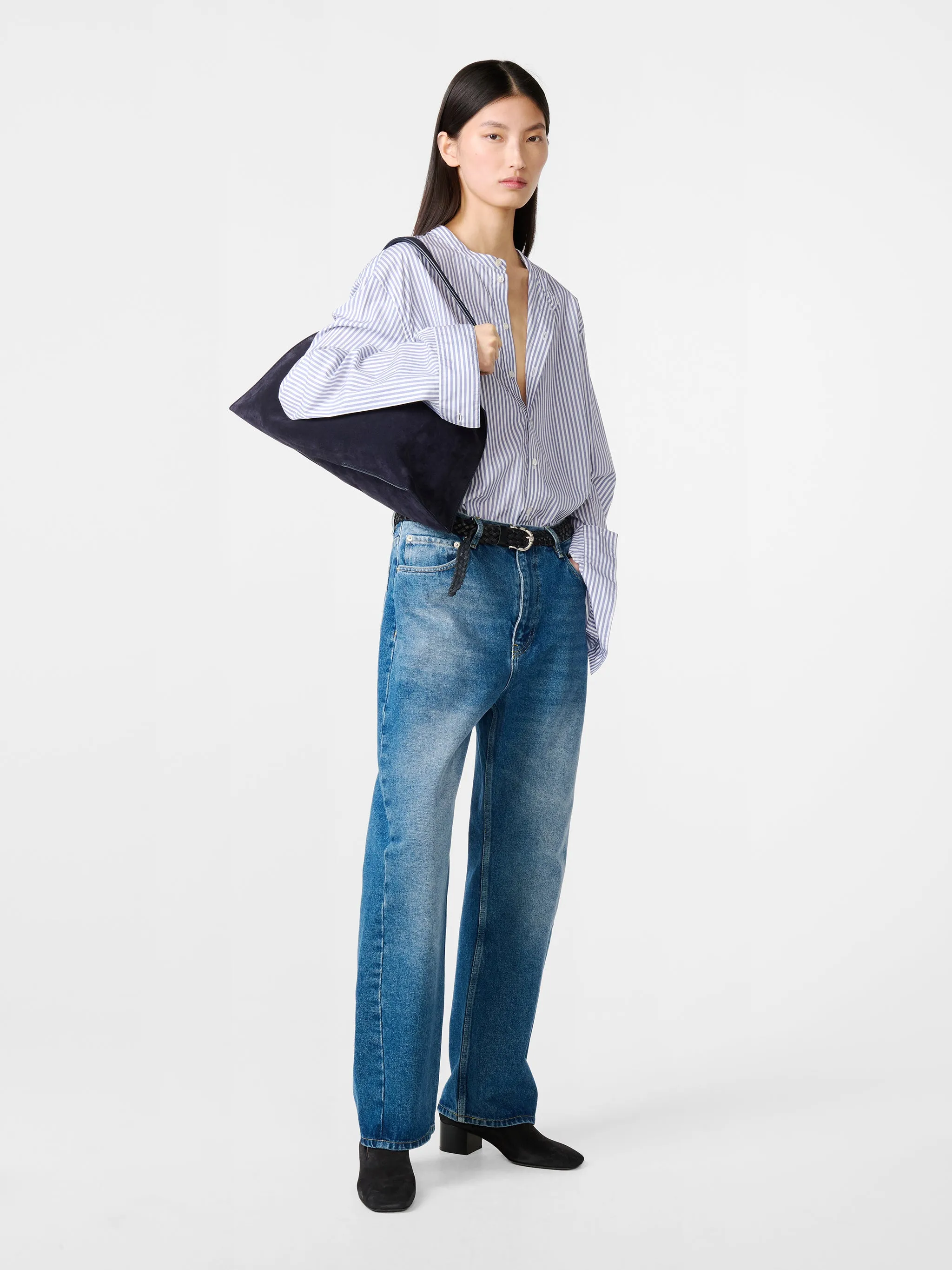 Denjo Straight Leg Denim Pant in Worn Wash Indigo sold by Studio Nicholson product image thumbnail 2