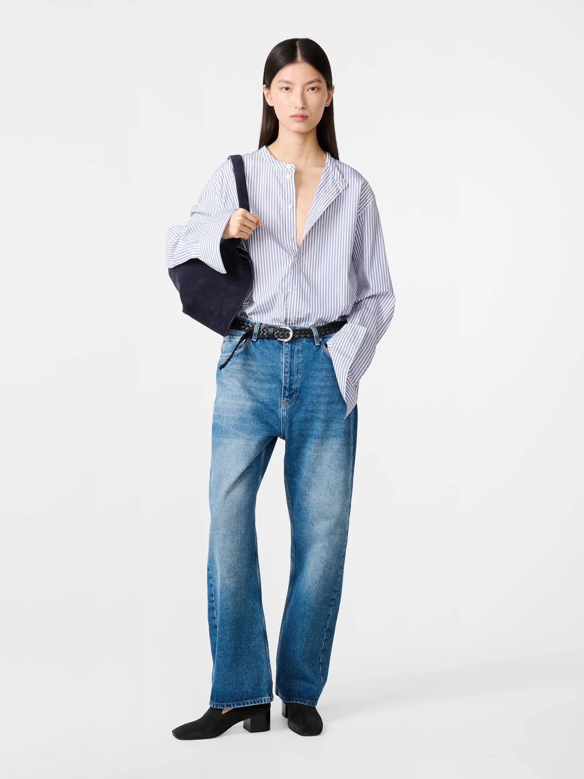 Denjo Straight Leg Denim Pant in Worn Wash Indigo sold by Studio Nicholson product image thumbnail 3