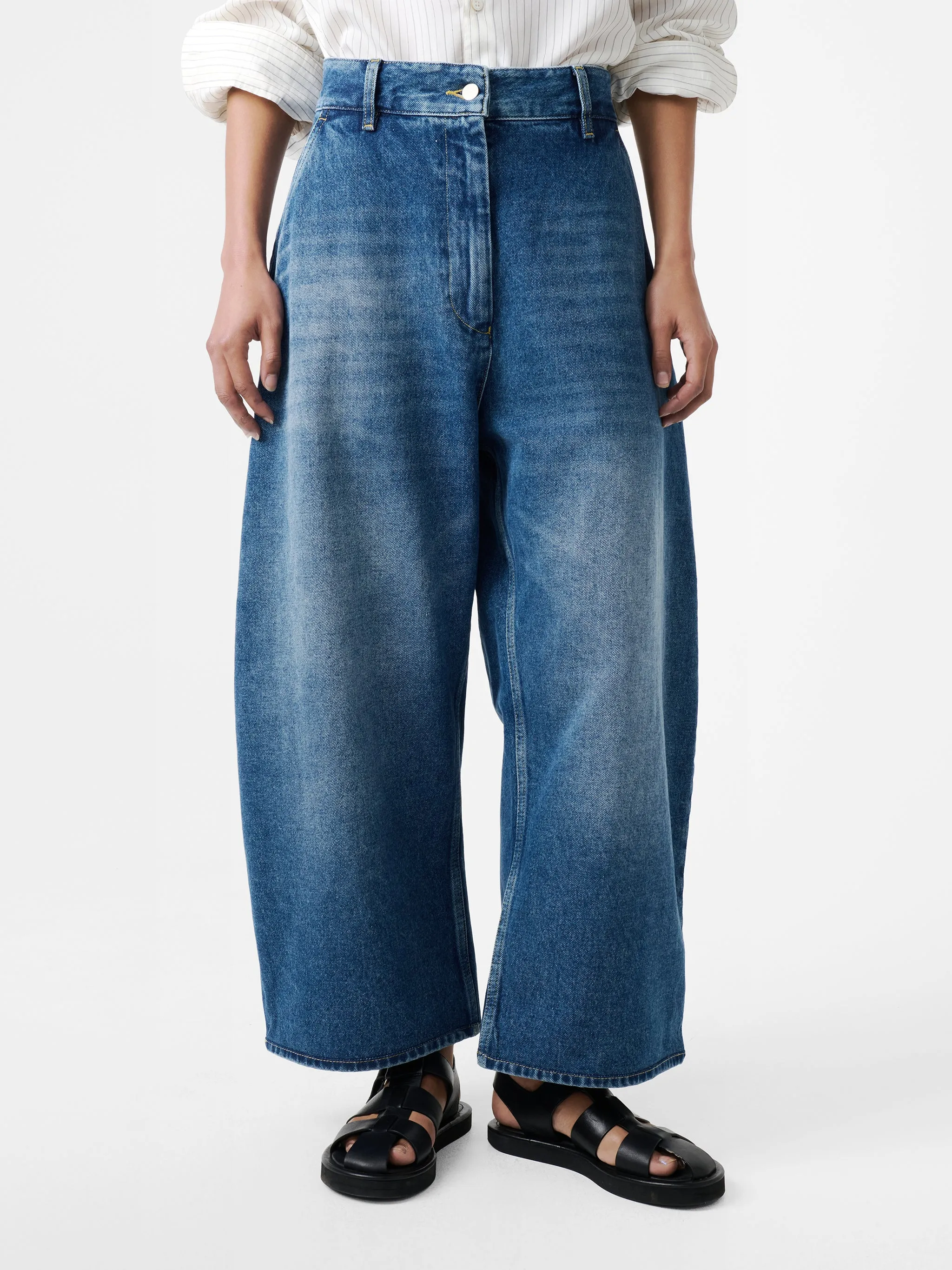 Chalco Wide Leg Denim Pant in Worn Wash Indigo sold by Studio Nicholson product image thumbnail 4