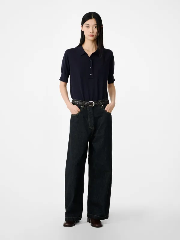Neive Italian Wide Leg Denim Pant in Black made by Studio Nicholson
