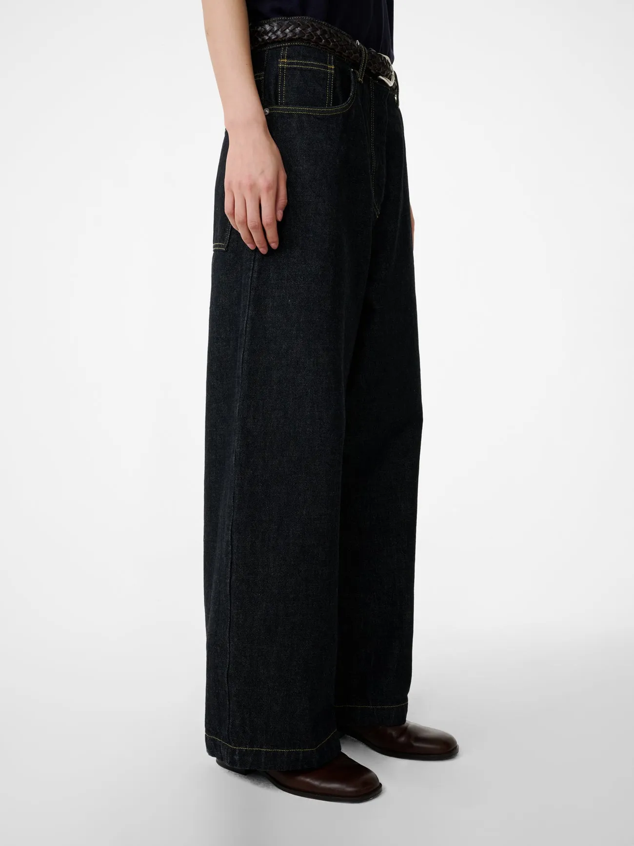 Neive Italian Wide Leg Denim Pant in Black sold by Studio Nicholson product image thumbnail 5