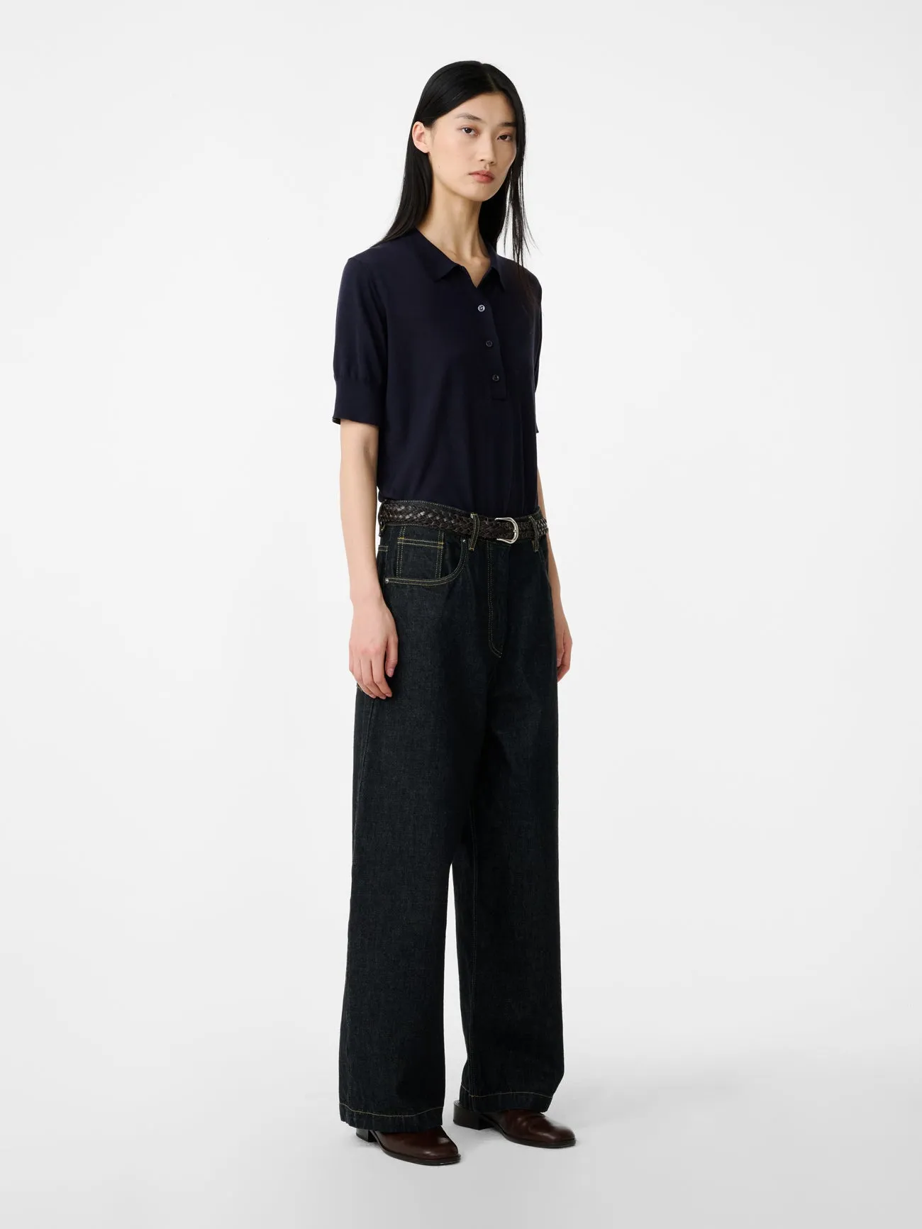 Neive Italian Wide Leg Denim Pant in Black sold by Studio Nicholson product image thumbnail 2