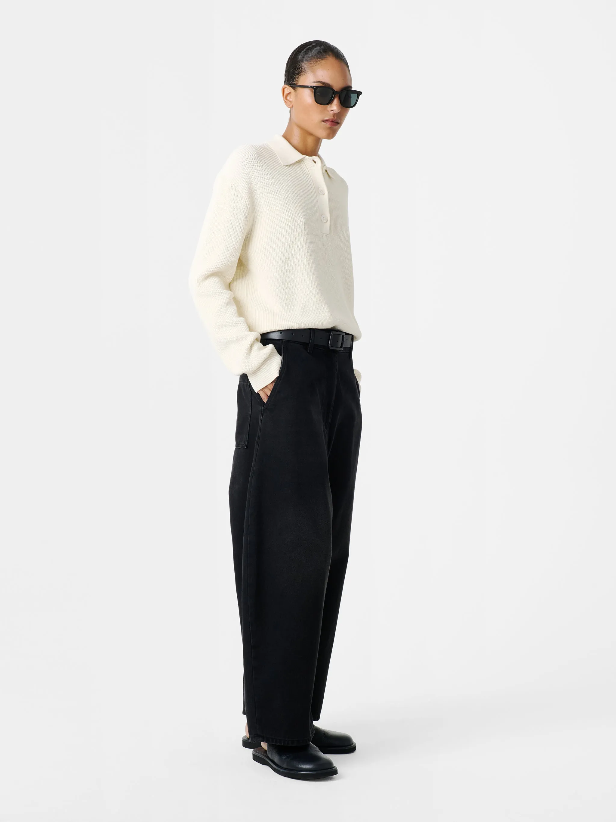 Chalco Wide Leg Denim Pant in Washed Black sold by Studio Nicholson product image thumbnail 4