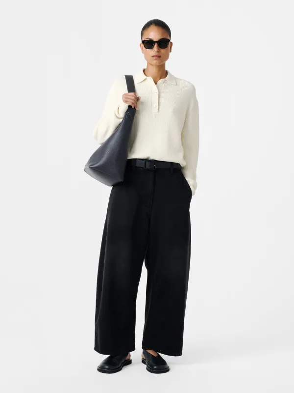 Chalco Wide Leg Denim Pant in Washed Black made by Studio Nicholson