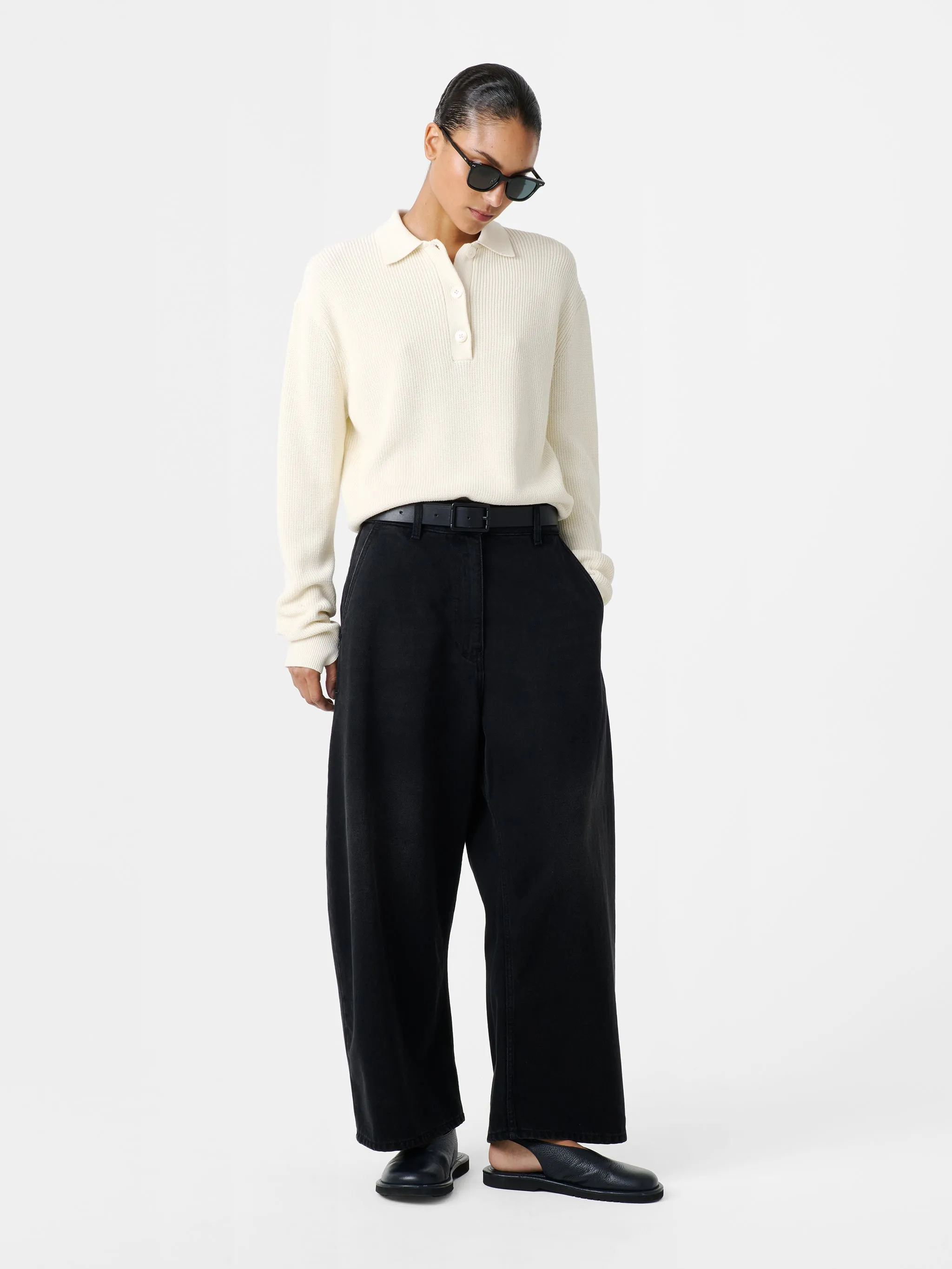 Chalco Wide Leg Denim Pant in Washed Black sold by Studio Nicholson product image thumbnail 2