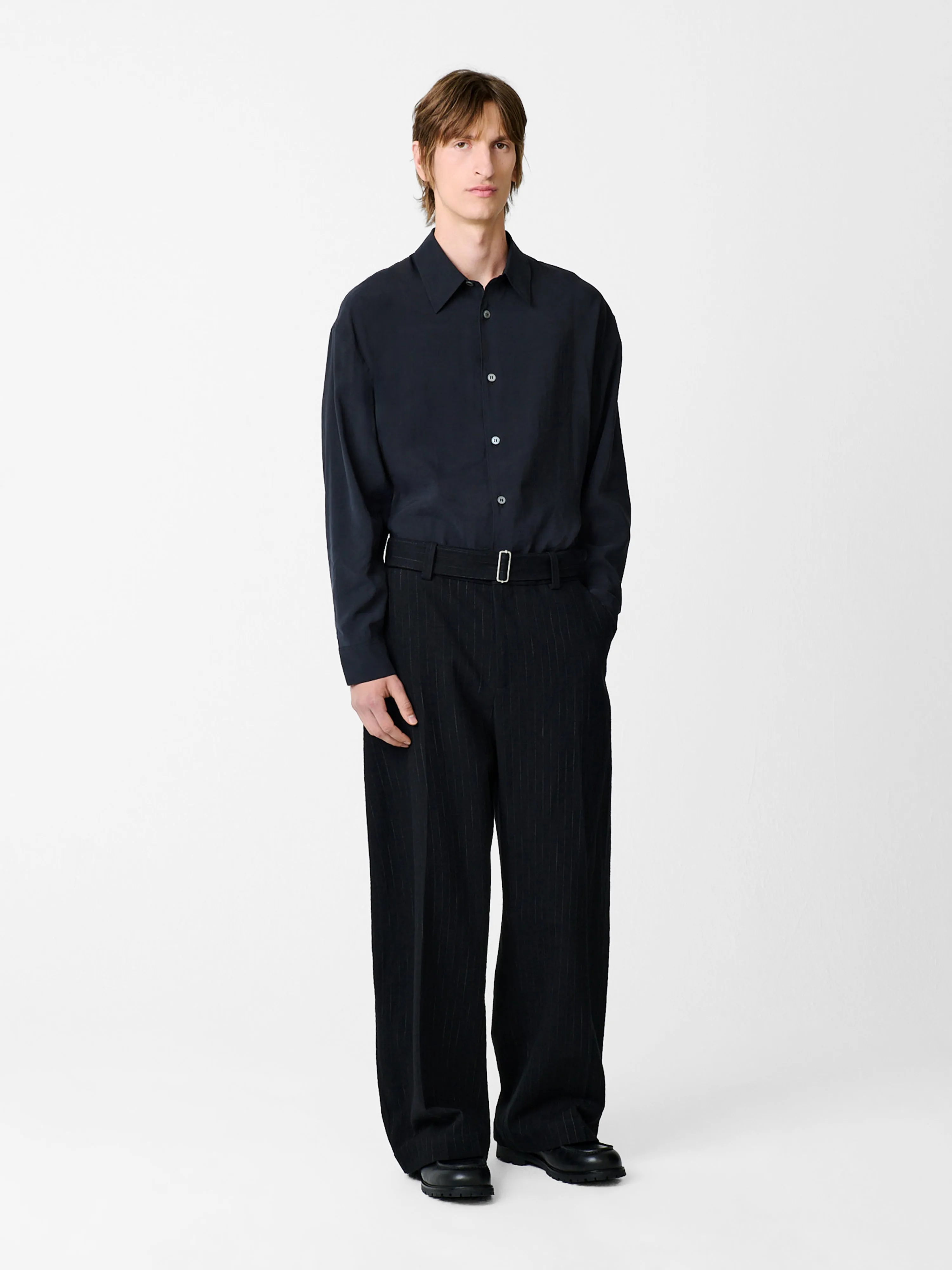 Vital Belted Pant in Black Stripe sold by Studio Nicholson product image thumbnail 4