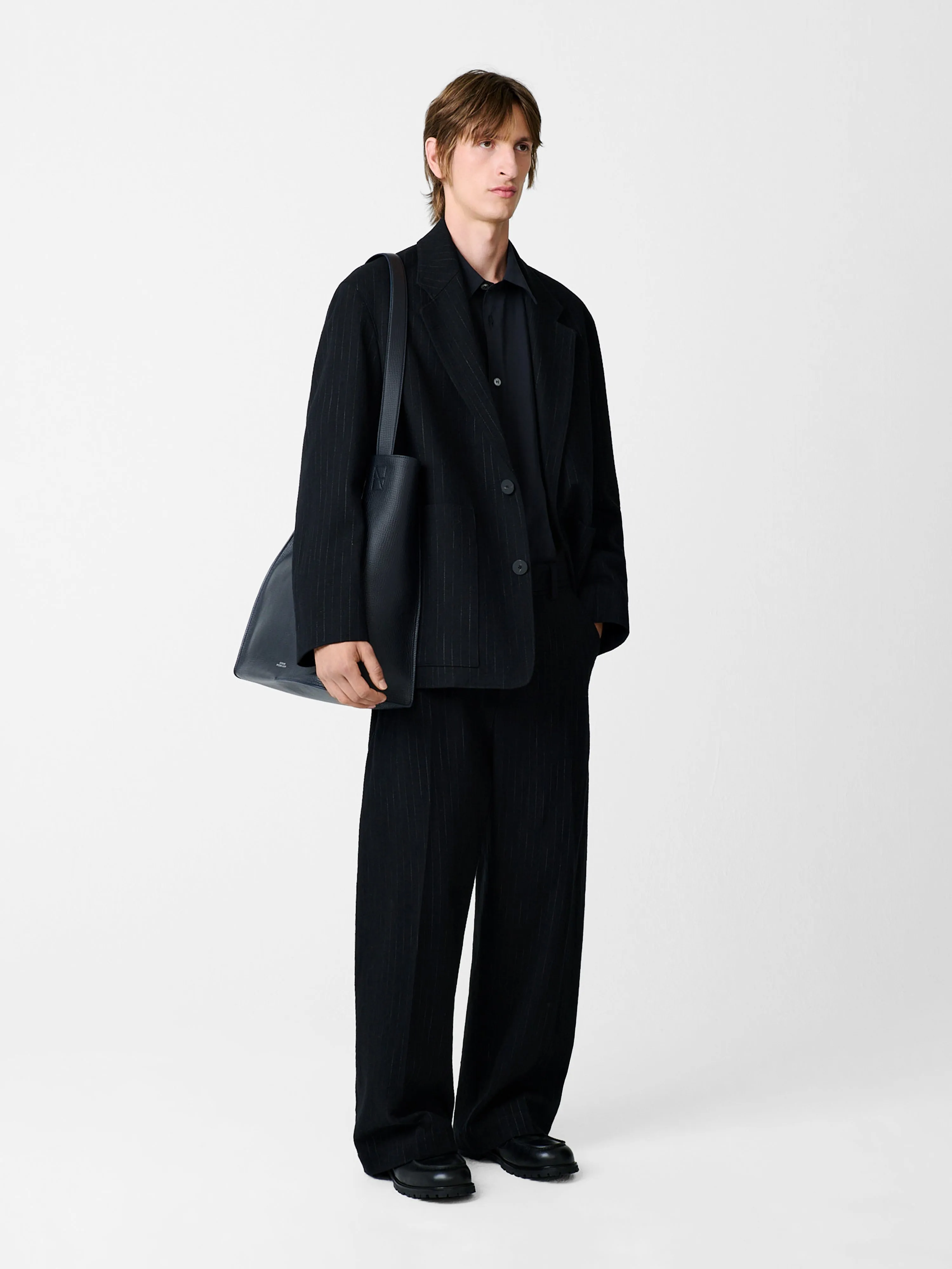 Vital Belted Pant in Black Stripe sold by Studio Nicholson product image thumbnail 2
