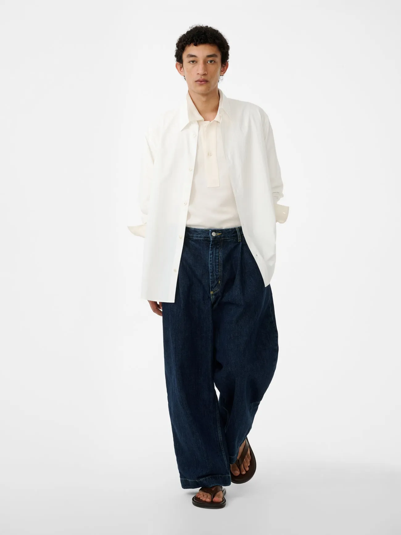 Puch Wide Leg Denim Pant in Indigo sold by Studio Nicholson