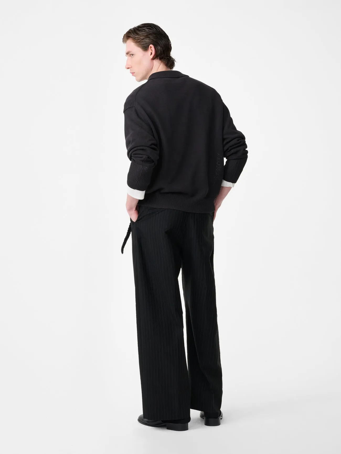 Heddy Knit Polo in Black Grape sold by Studio Nicholson product image thumbnail 4