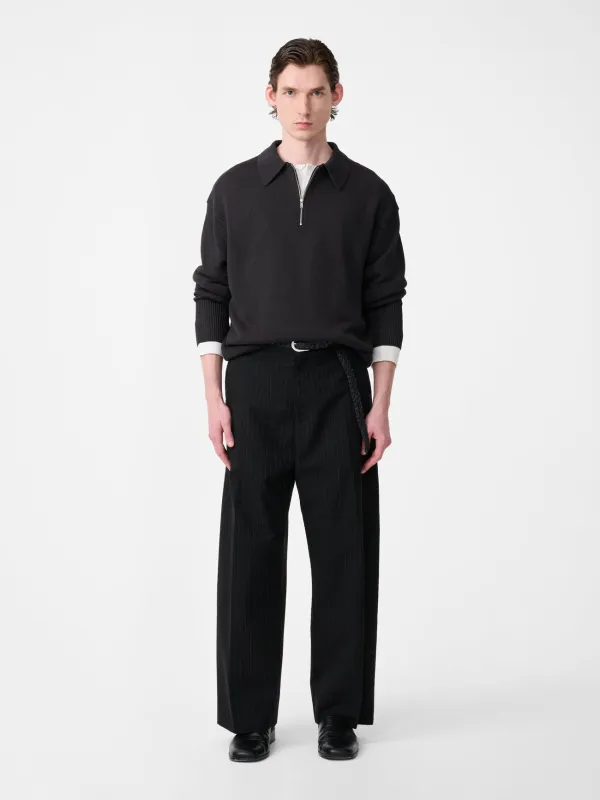 Heddy Knit Polo in Black Grape made by Studio Nicholson