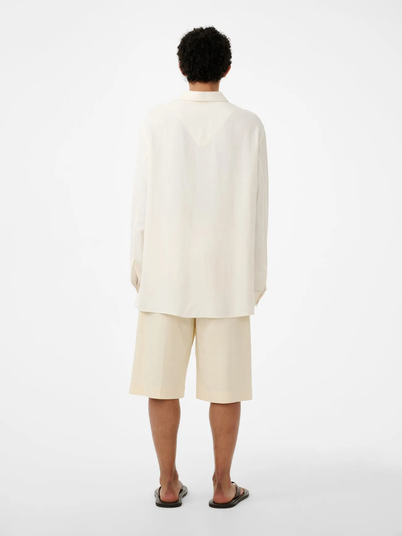 Austin Linen Polo in Chalk sold by Studio Nicholson product image thumbnail 4