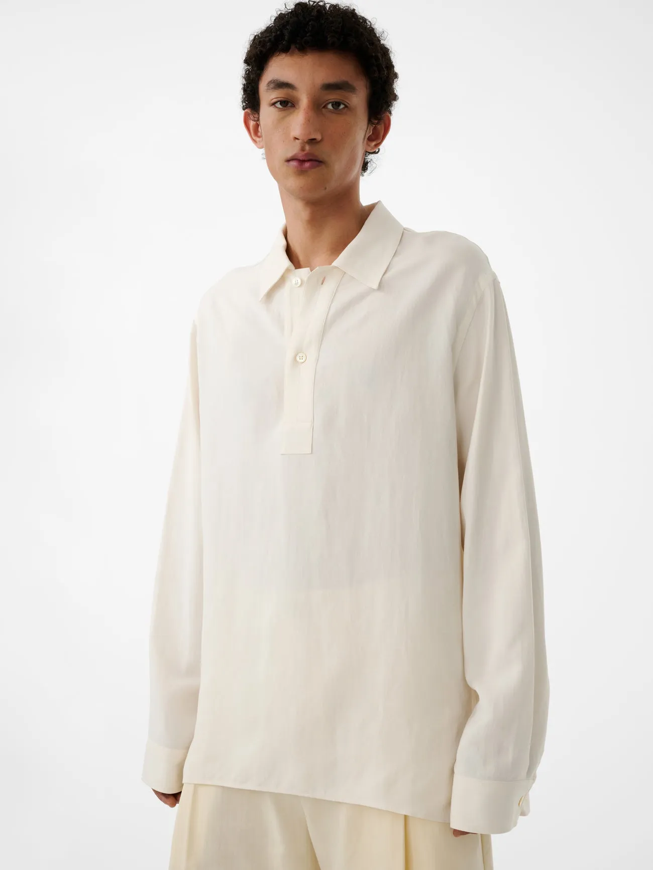 Austin Linen Polo in Chalk sold by Studio Nicholson product image thumbnail 2