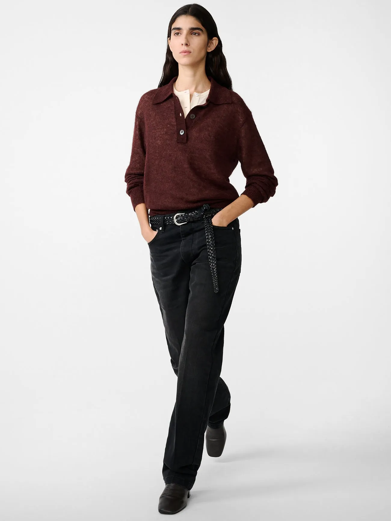 Chesapeake Knit Polo in Mulberry sold by Studio Nicholson product image thumbnail 5