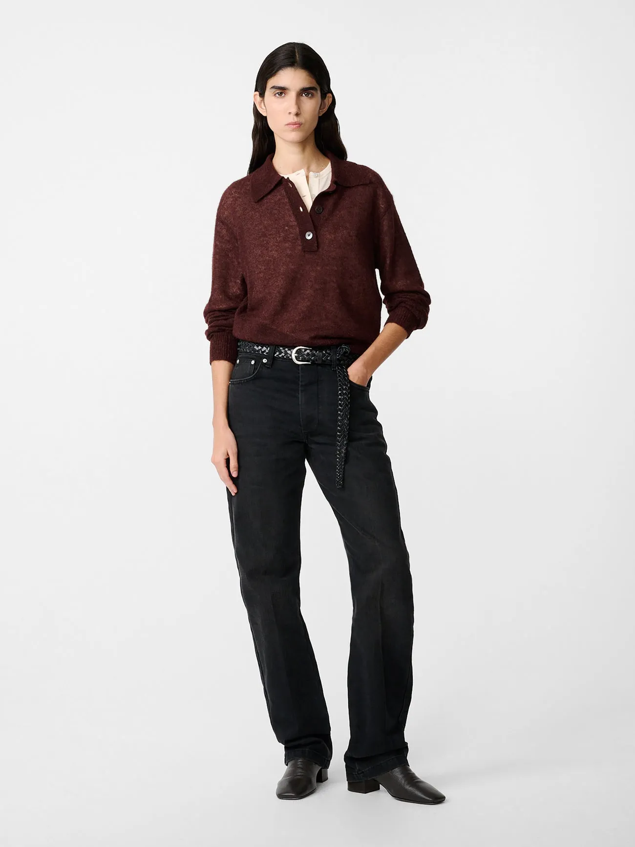 Chesapeake Knit Polo in Mulberry sold by Studio Nicholson product image thumbnail 2