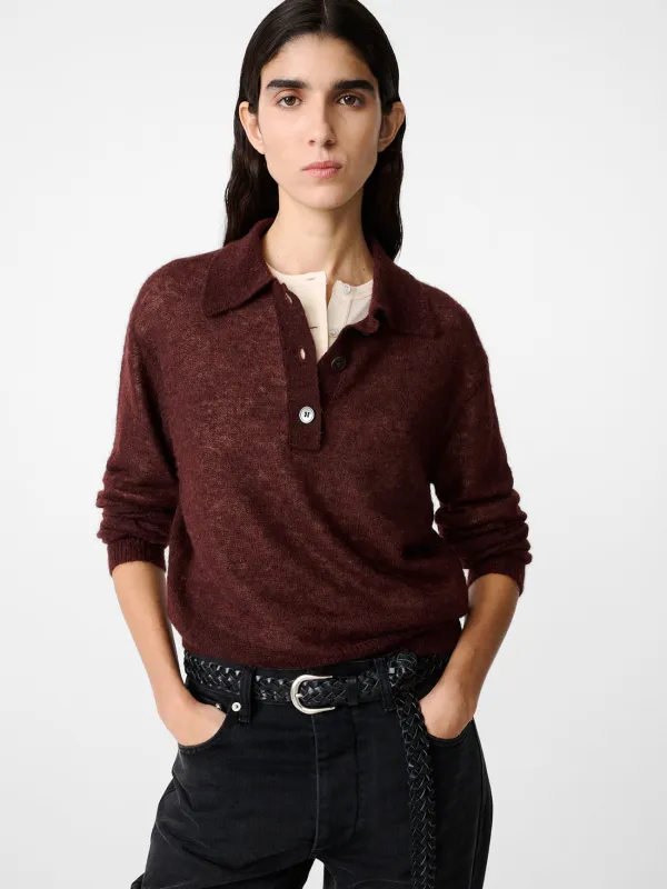 Chesapeake Knit Polo in Mulberry made by Studio Nicholson