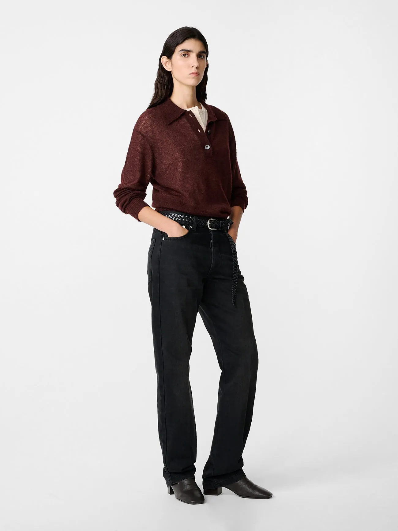 Chesapeake Knit Polo in Mulberry sold by Studio Nicholson product image thumbnail 3