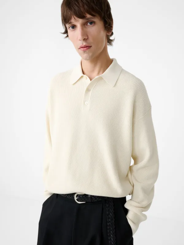 Bourne Knit Polo in Parchment made by Studio Nicholson